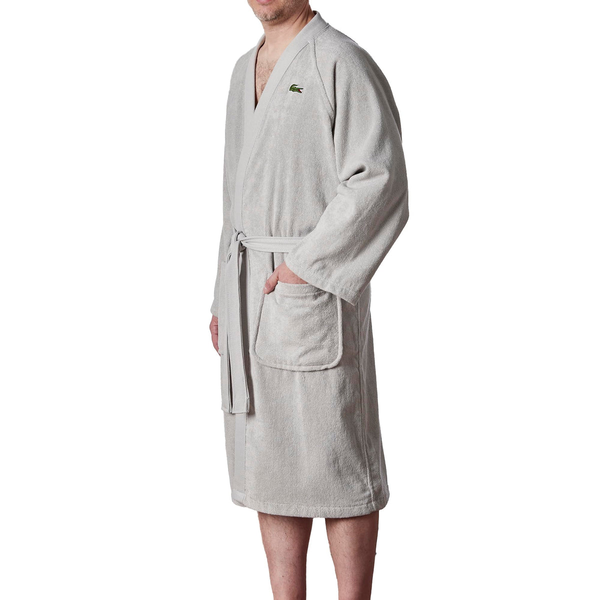 Lacoste Classic Pique Cotton Terry Bath Robe, Unisex, One Size,