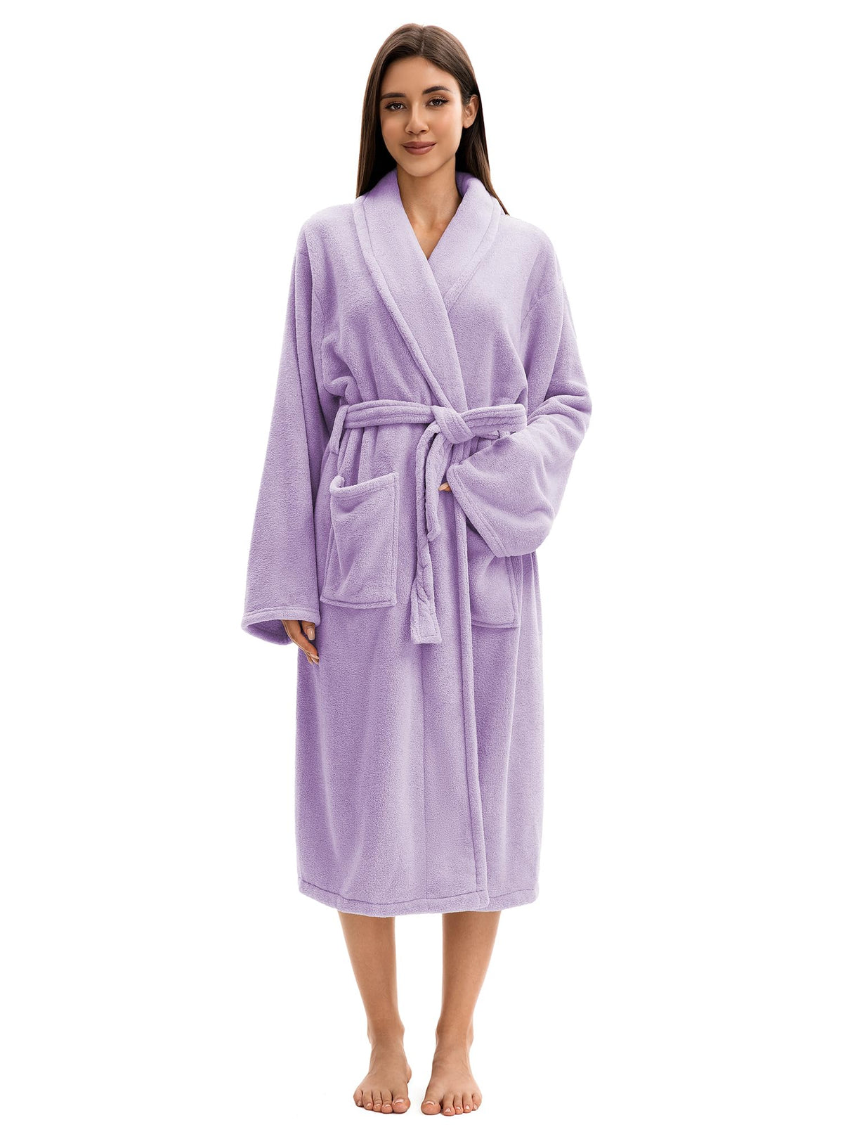 Soft Robe For Women，Warm Plush Bath Robes Female，Spa Towel After Shower Lightweight Long Bathrobe