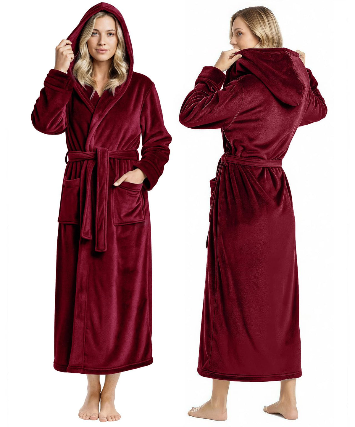 Premium Ultra Soft Robes for Women with Hood Plush Fleece Long Bathrobe