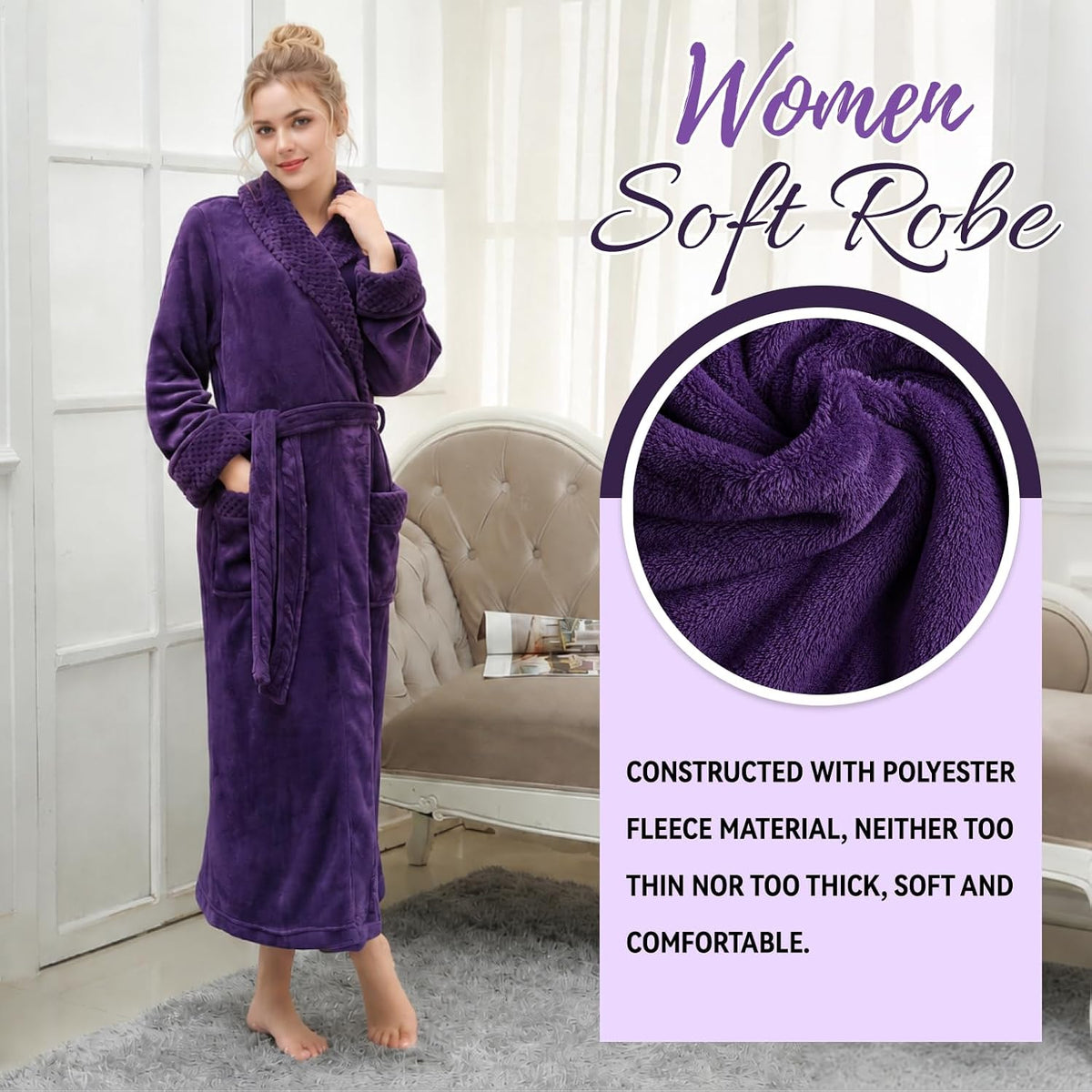 Premium Long Robes for Women: Warm Super Plush Soft Fleece Bathrobes