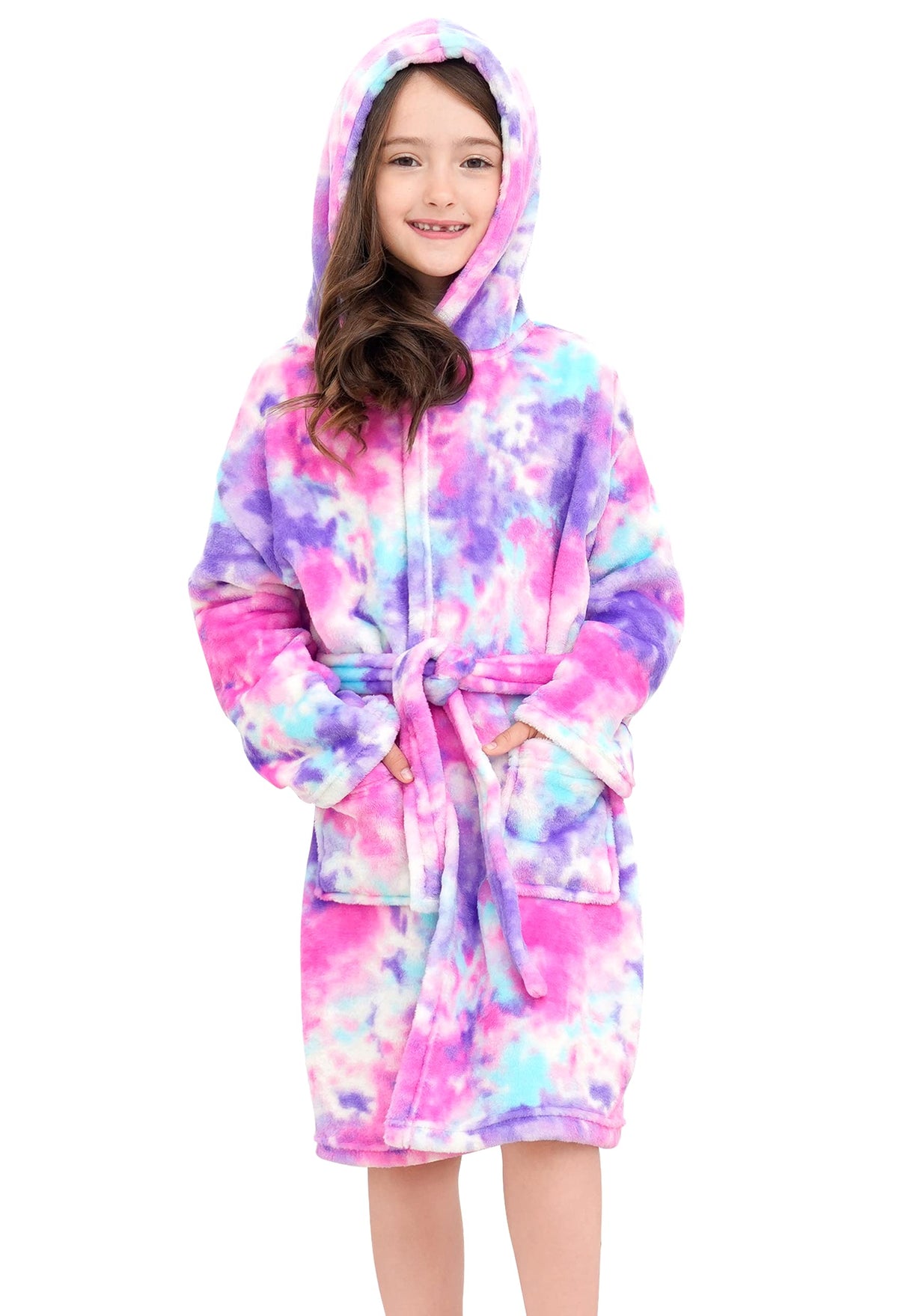 Doctor Unicorn Soft Hooded Rainbow Bathrobe Sleepwear for Girls