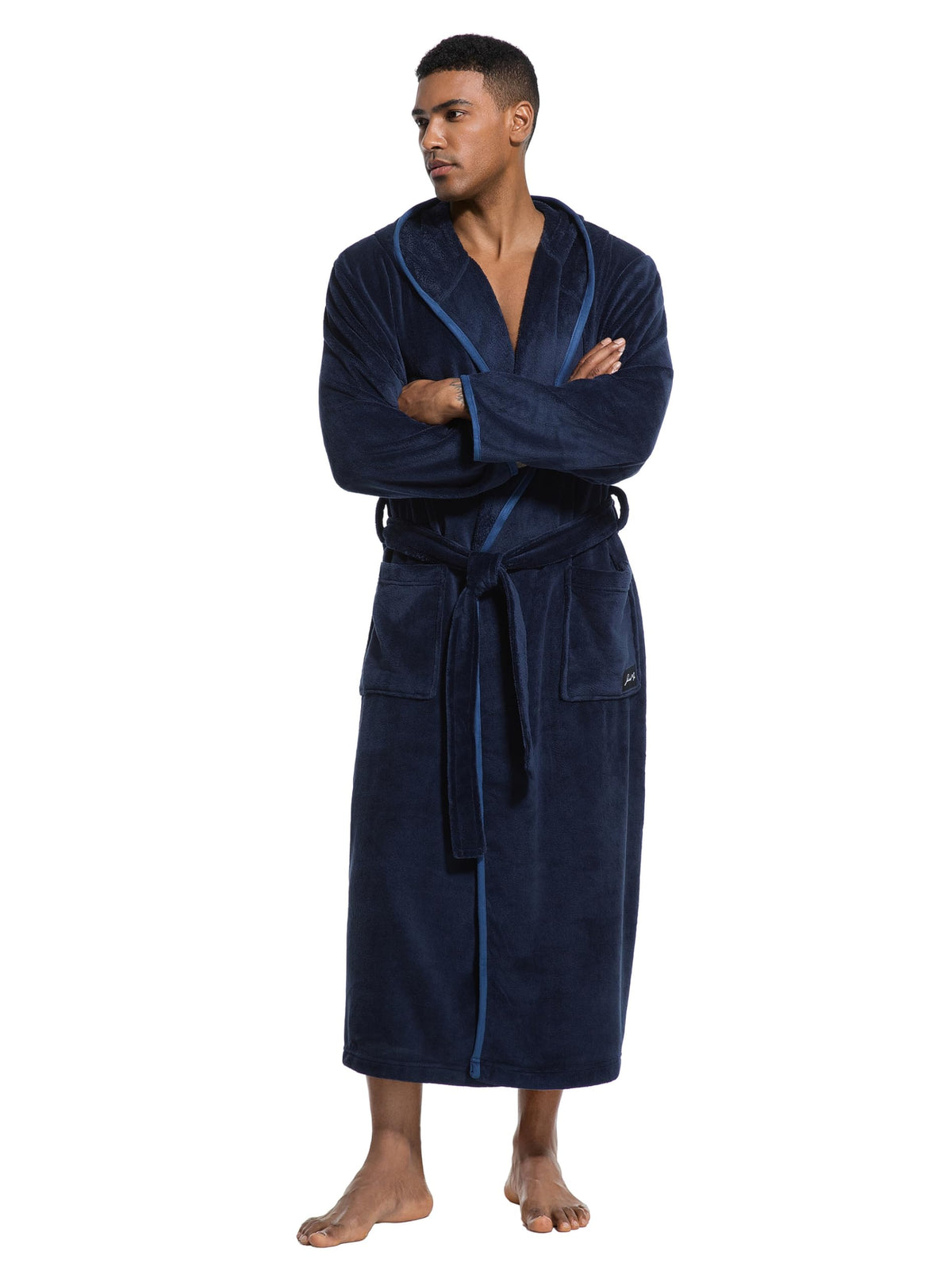 SlumberMee Mens Hooded Robe Heavyweight Plush Fleece Full Length Bathrobe