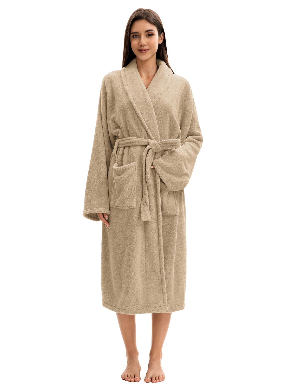 Soft Robe For Women，Warm Plush Bath Robes Female，Spa Towel After Shower Lightweight Long Bathrobe