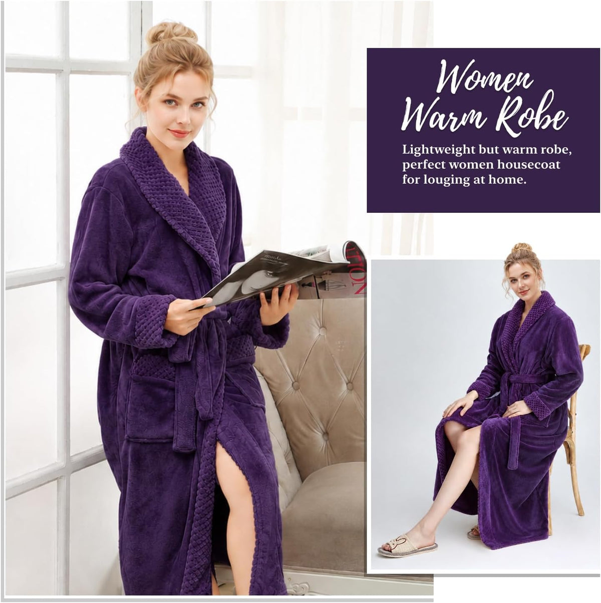Premium Long Robes for Women: Warm Super Plush Soft Fleece Bathrobes