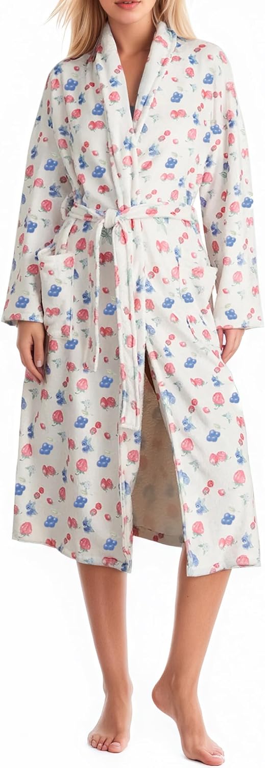 Cute Fruit Robe for Women Soft Lightweight Fall Winter Bathrobe