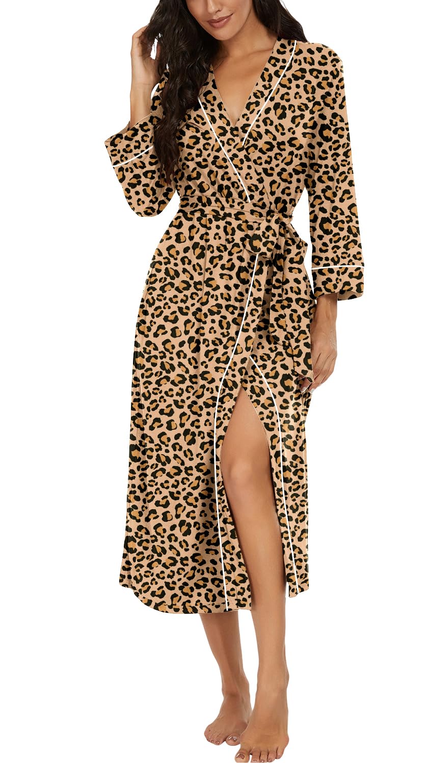 PrinStory Robes for Women 3/4 Sleeve Long Bath Robe XS-4XL