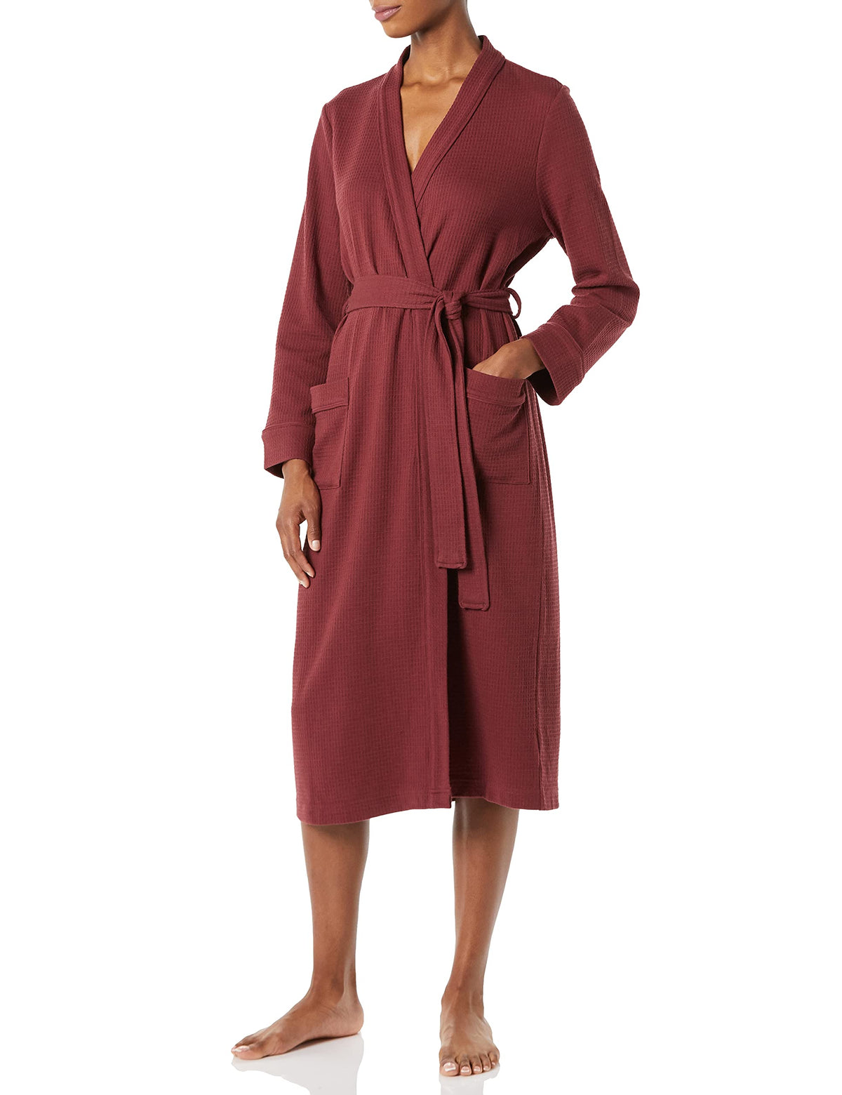 Amazon Essentials Women's Lightweight Waffle Bath Robe (Available in Plus Size)