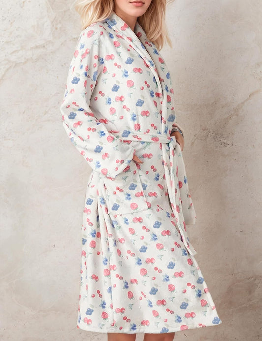 Cute Fruit Robe for Women Soft Lightweight Fall Winter Bathrobe