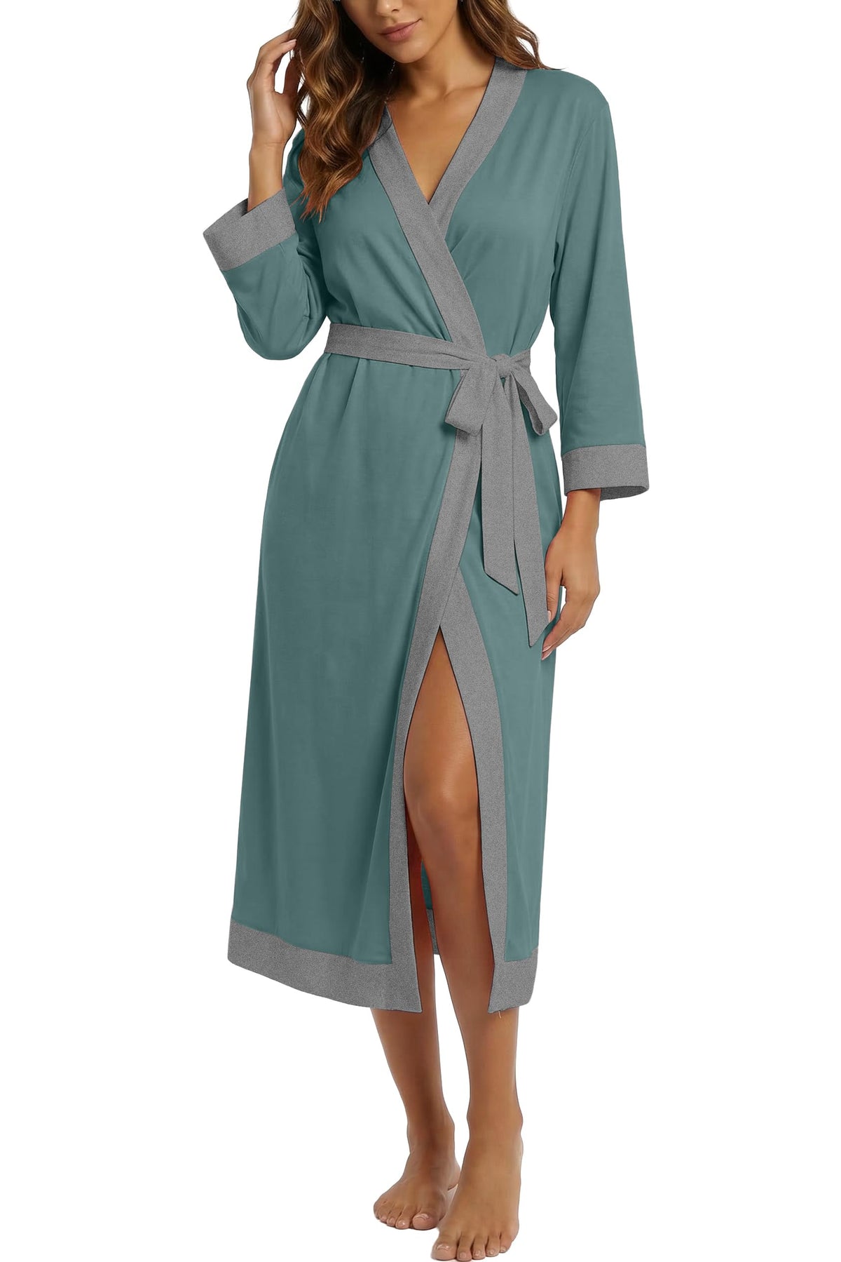 PrinStory Robes for Women Long Soft Robe Lightweight Bathrobe S-2XL