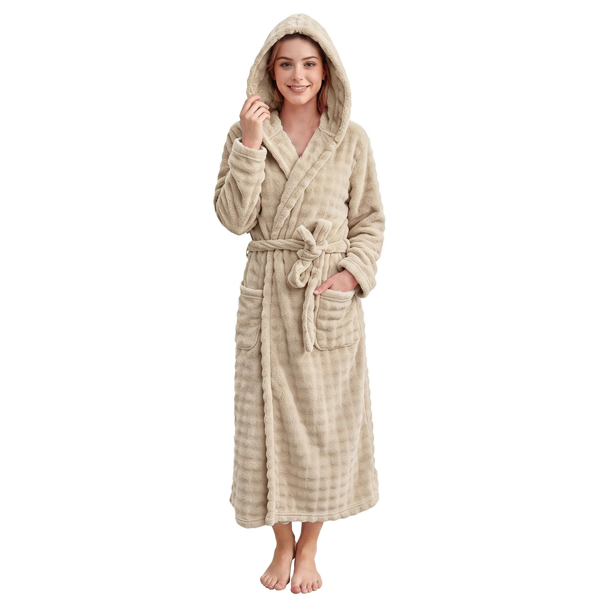 V.&GRIN Women Hooded Towel Robe, Quick-Dry Absorbent Long Bathrobe