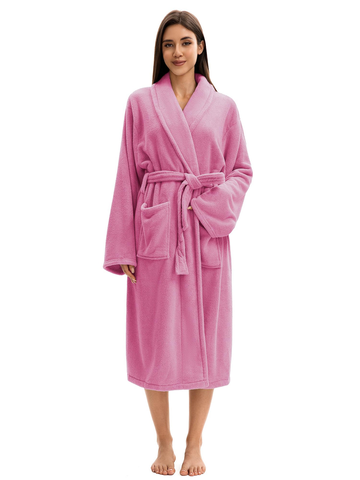 Soft Robe For Women，Warm Plush Bath Robes Female，Spa Towel After Shower Lightweight Long Bathrobe