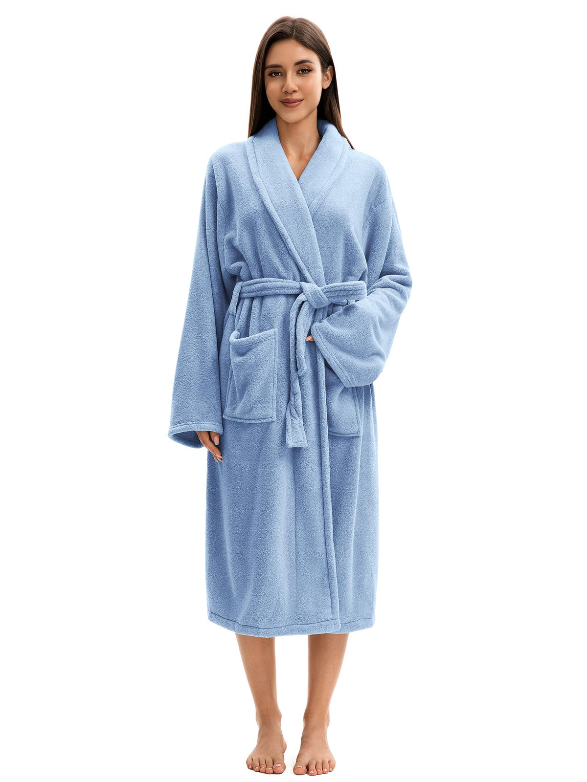 Soft Robe For Women，Warm Plush Bath Robes Female，Spa Towel After Shower Lightweight Long Bathrobe