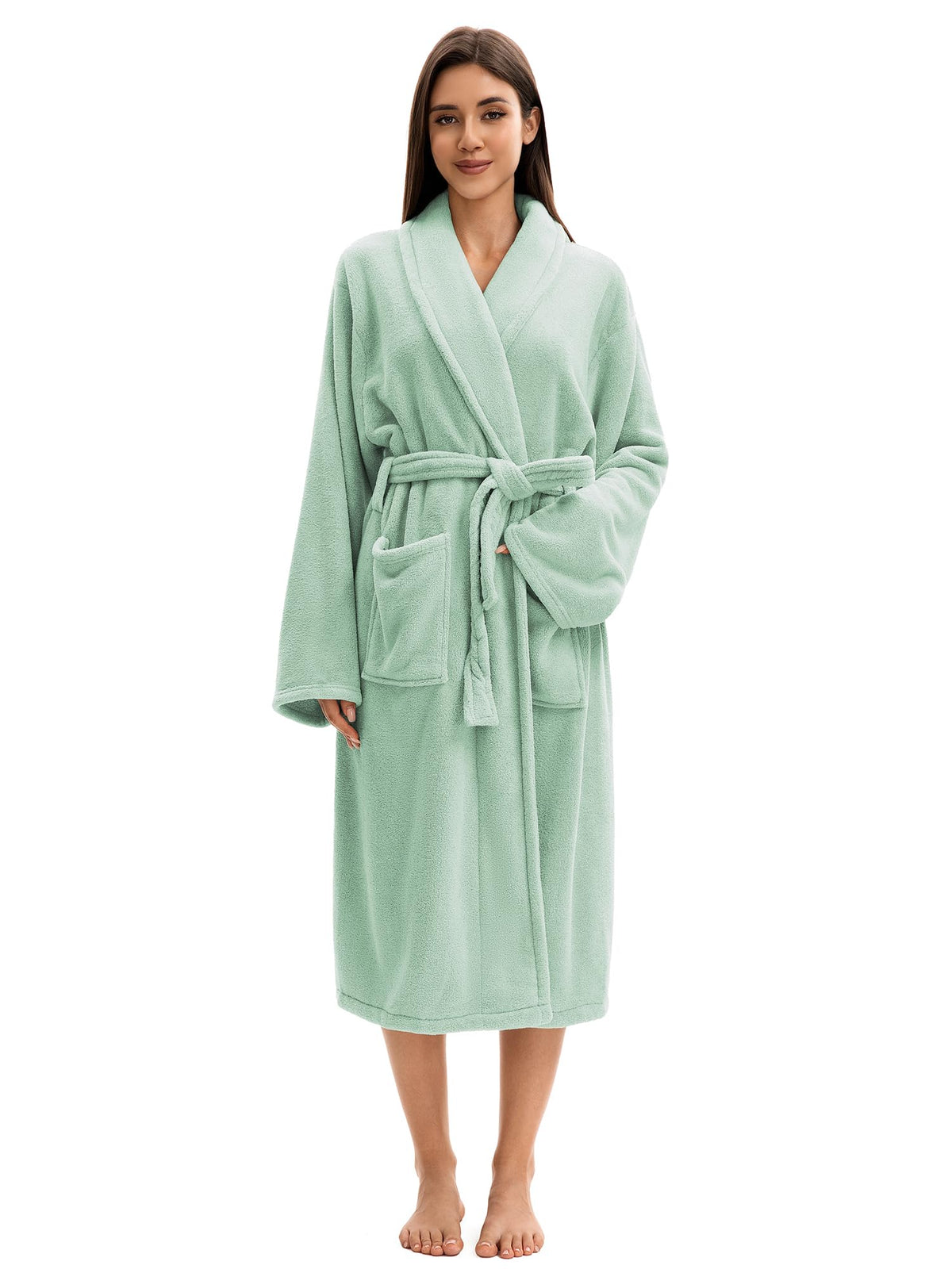 Soft Robe For Women，Warm Plush Bath Robes Female，Spa Towel After Shower Lightweight Long Bathrobe
