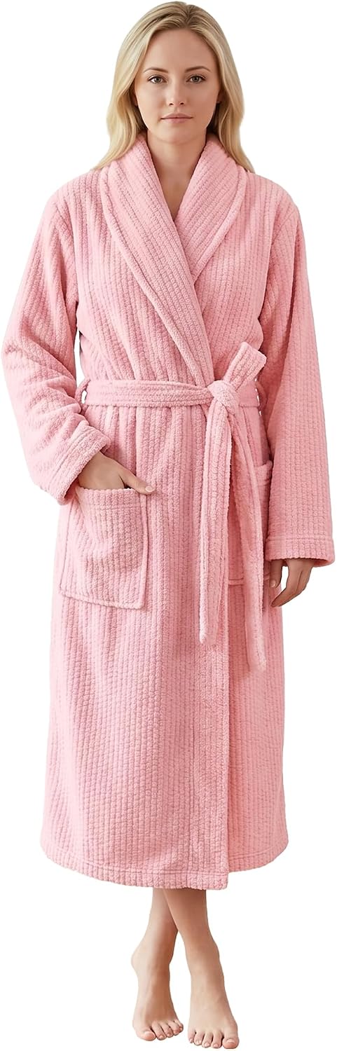 PJGGZ Women's Shawl Collar Bathrobe, Soft Long Towel Robes for Women - Super Absorbent Quick Dry yet Warm