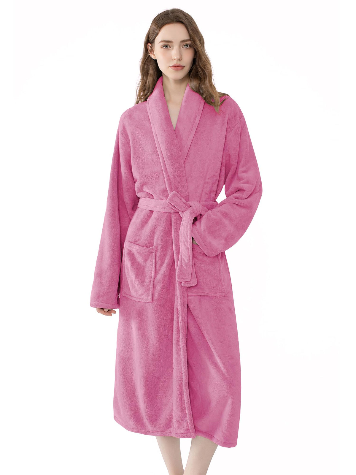Soft Robe For Women，Warm Plush Bath Robes Female，Spa Towel After Shower Lightweight Long Bathrobe