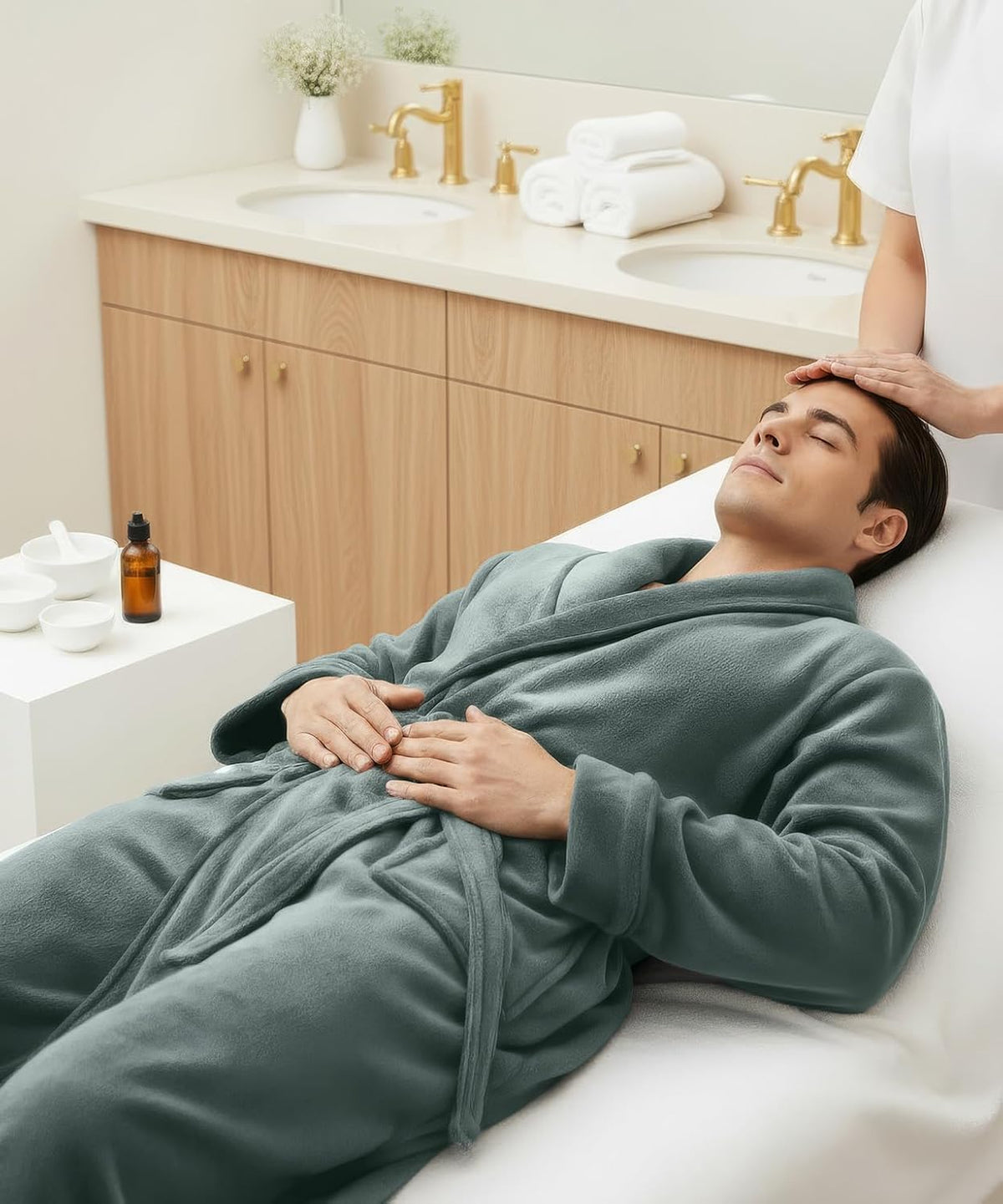 Luxury Ultra Soft Mens Robe Plush Fleece Long Bathrobe