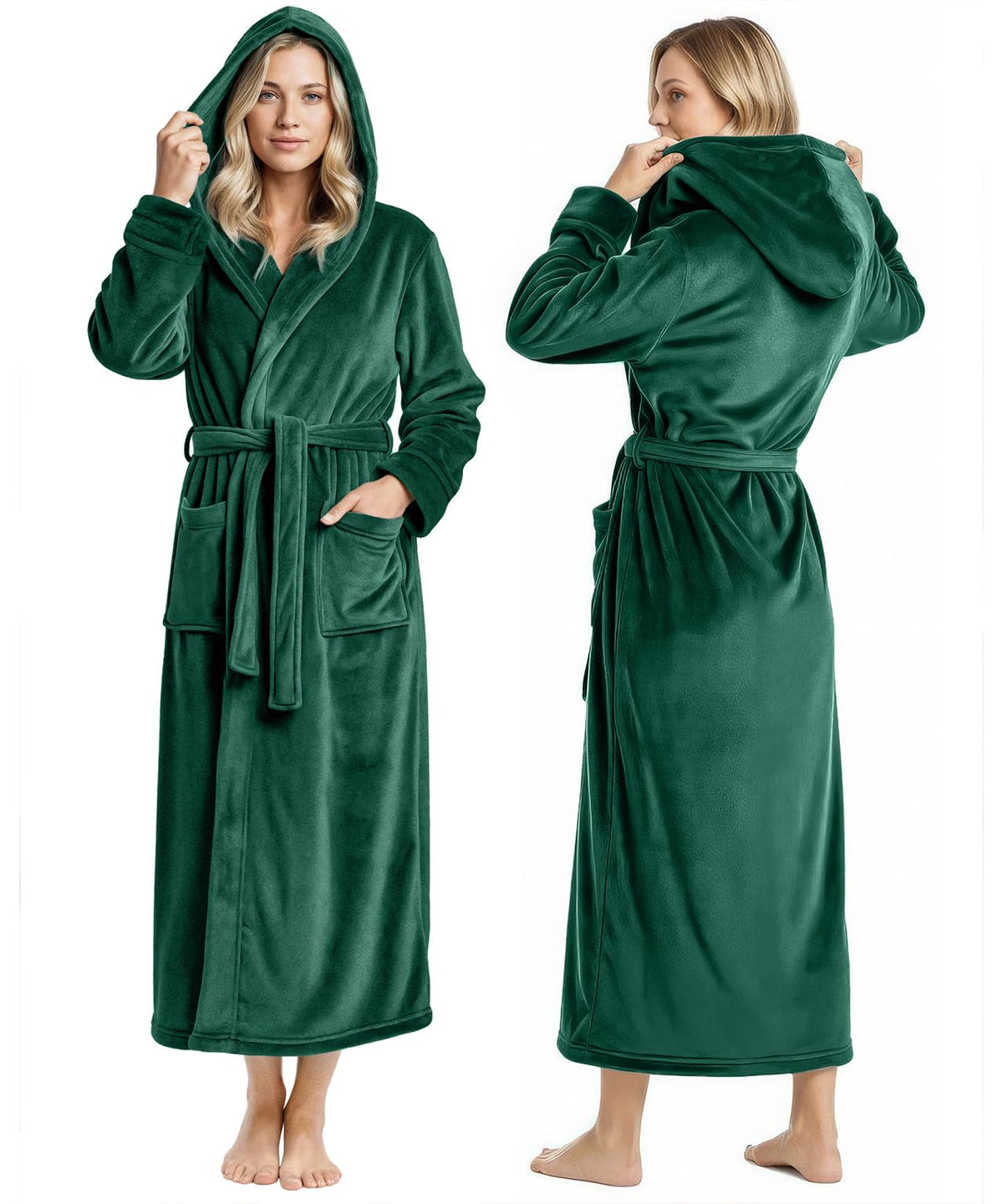 Premium Ultra Soft Robes for Women with Hood Plush Fleece Long Bathrobe