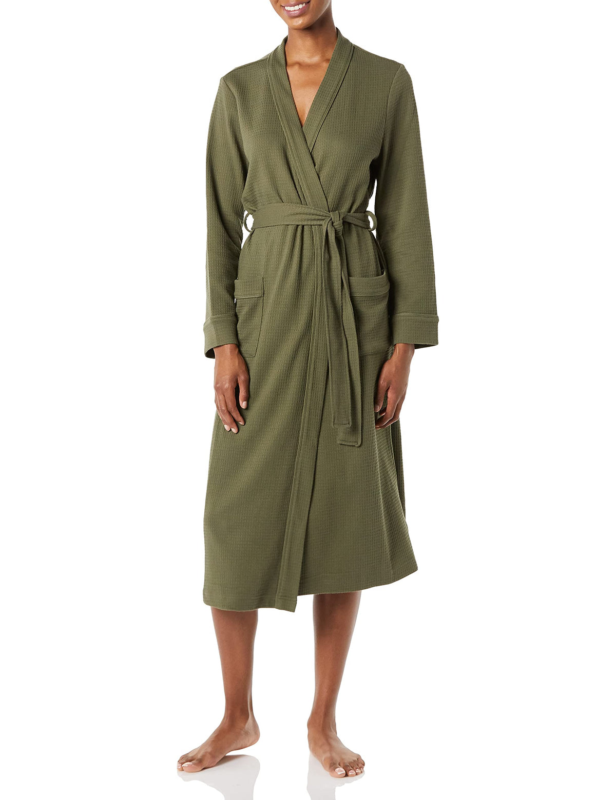 Amazon Essentials Women's Lightweight Waffle Bath Robe (Available in Plus Size)