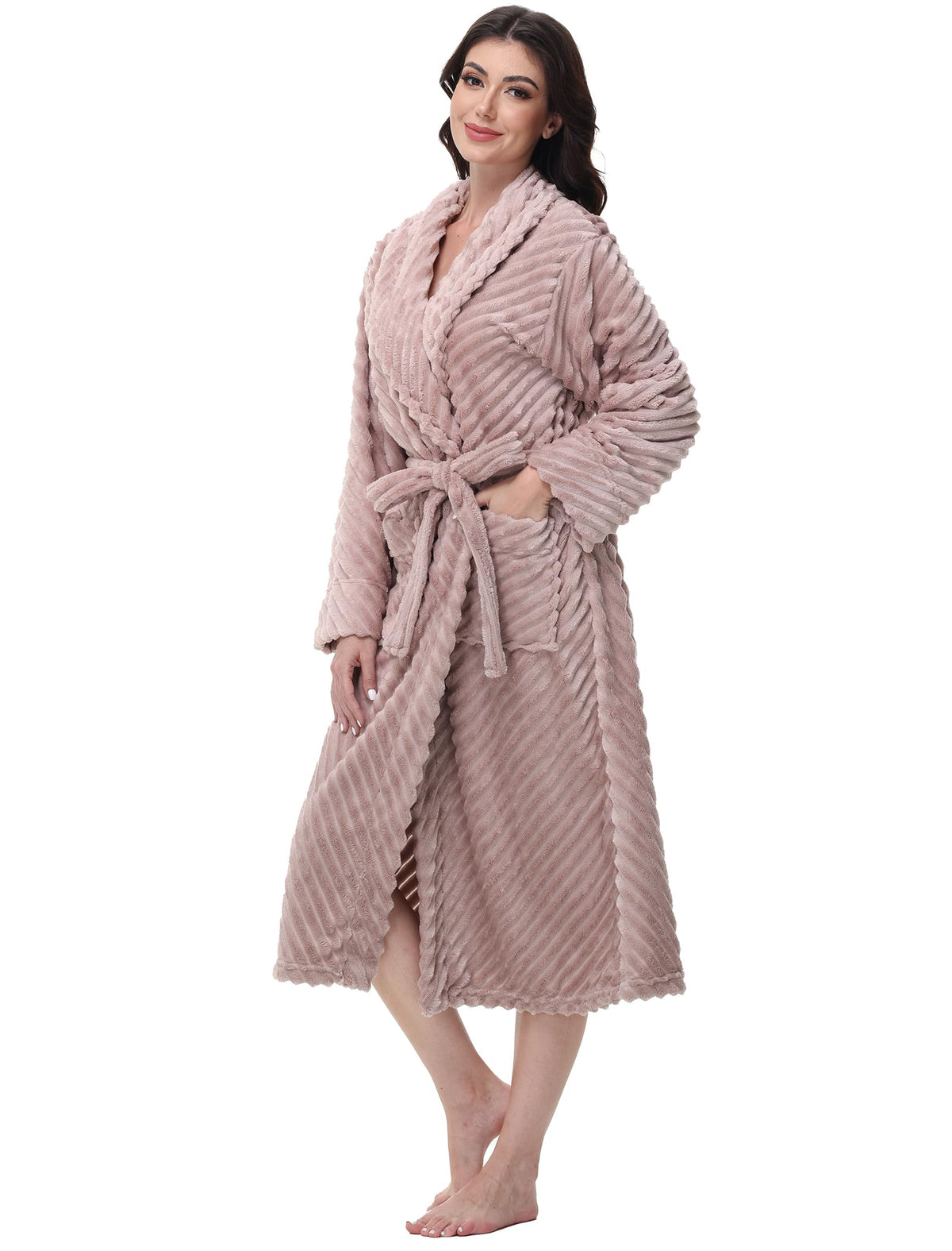 Yurhap Premium Robes for Women - Super Soft Cozy Fleece Womens Robe Plush Long Bathrobe