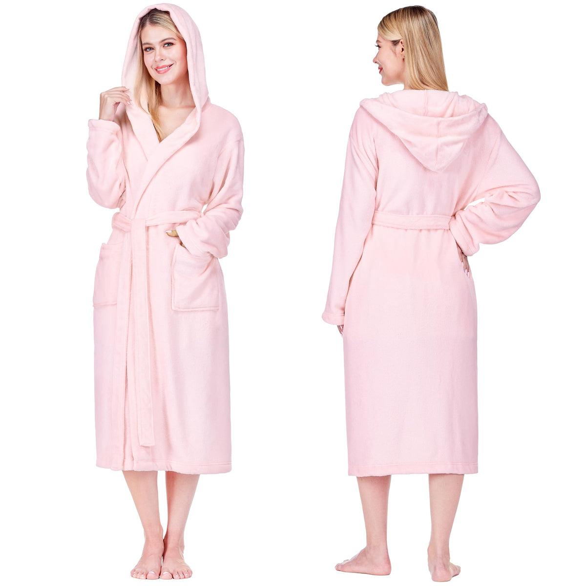 PAVILIA Womens Hooded Fleece Robe, Soft Plush Long Bathrobe with Hood