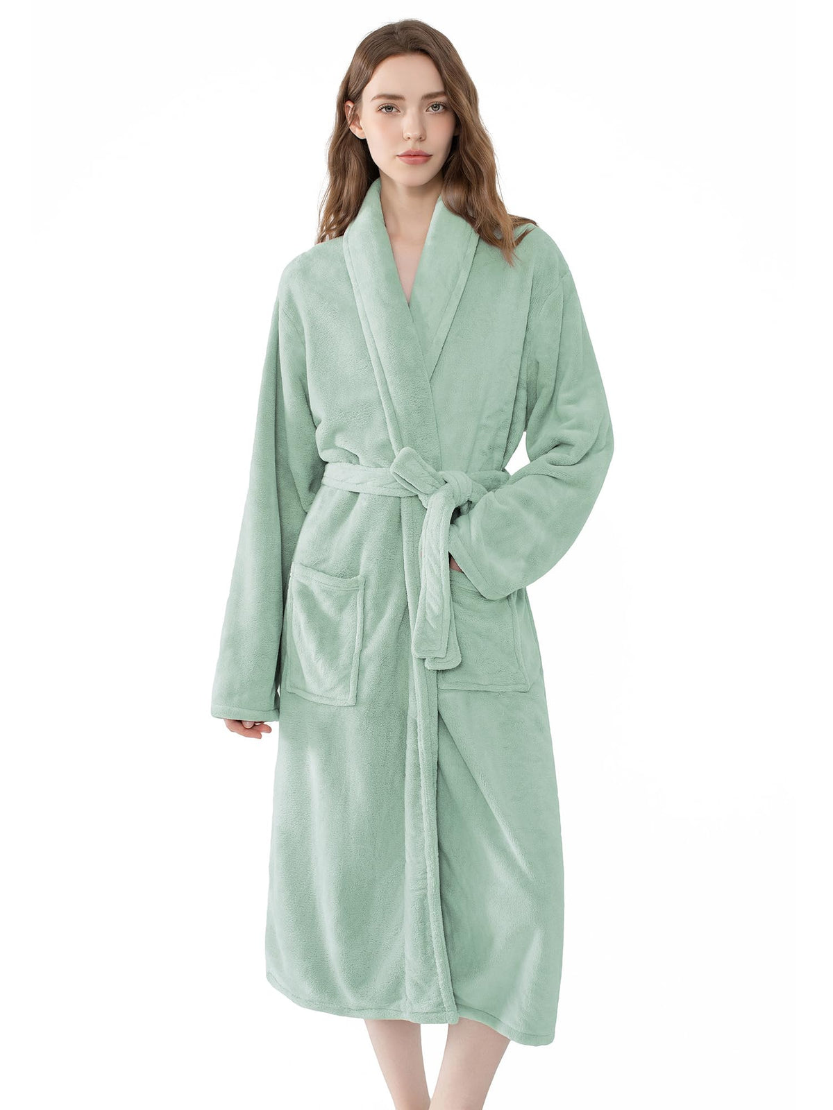 Soft Robe For Women，Warm Plush Bath Robes Female，Spa Towel After Shower Lightweight Long Bathrobe