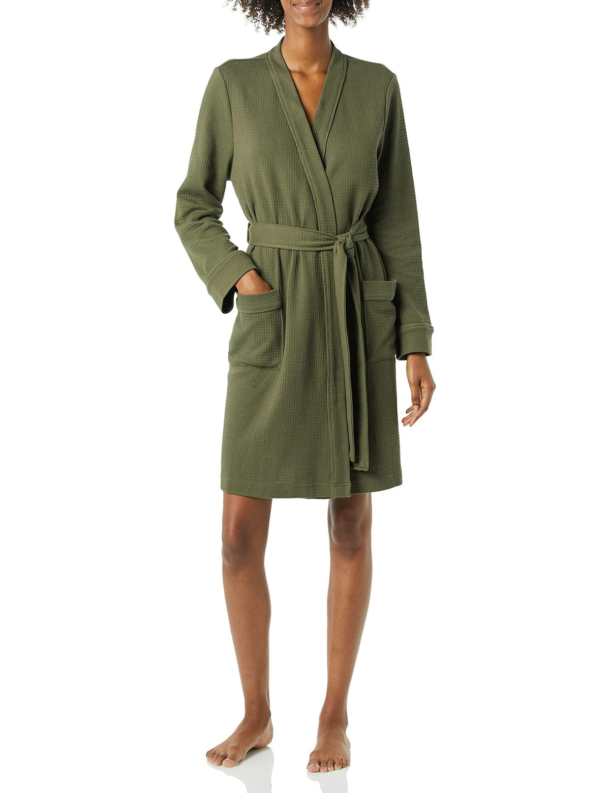 Amazon Essentials Women's Lightweight Waffle Bath Robe (Available in Plus Size)