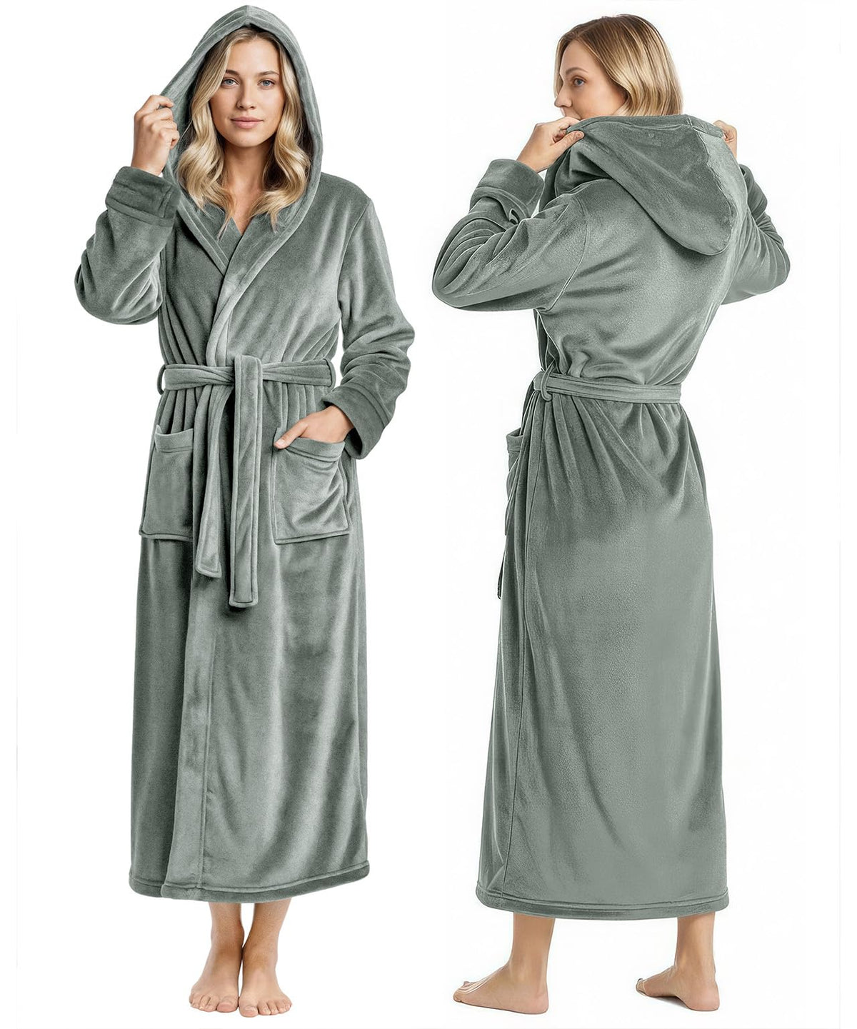 Premium Ultra Soft Robes for Women with Hood Plush Fleece Long Bathrobe