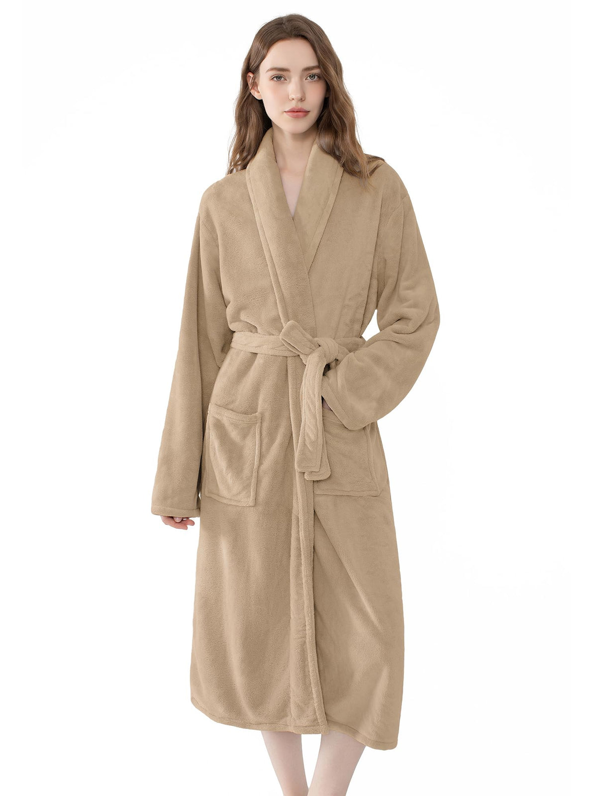 Soft Robe For Women，Warm Plush Bath Robes Female，Spa Towel After Shower Lightweight Long Bathrobe