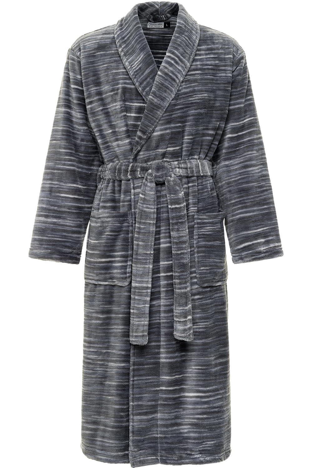 Men's Long Sleeve Lightweight Fleece Robe with Pockets, Bathrobe