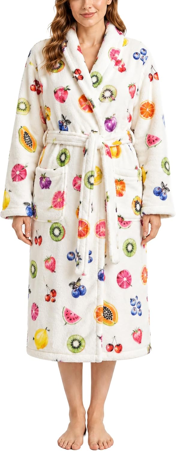 Cute Fruit Robe for Women Soft Lightweight Fall Winter Bathrobe