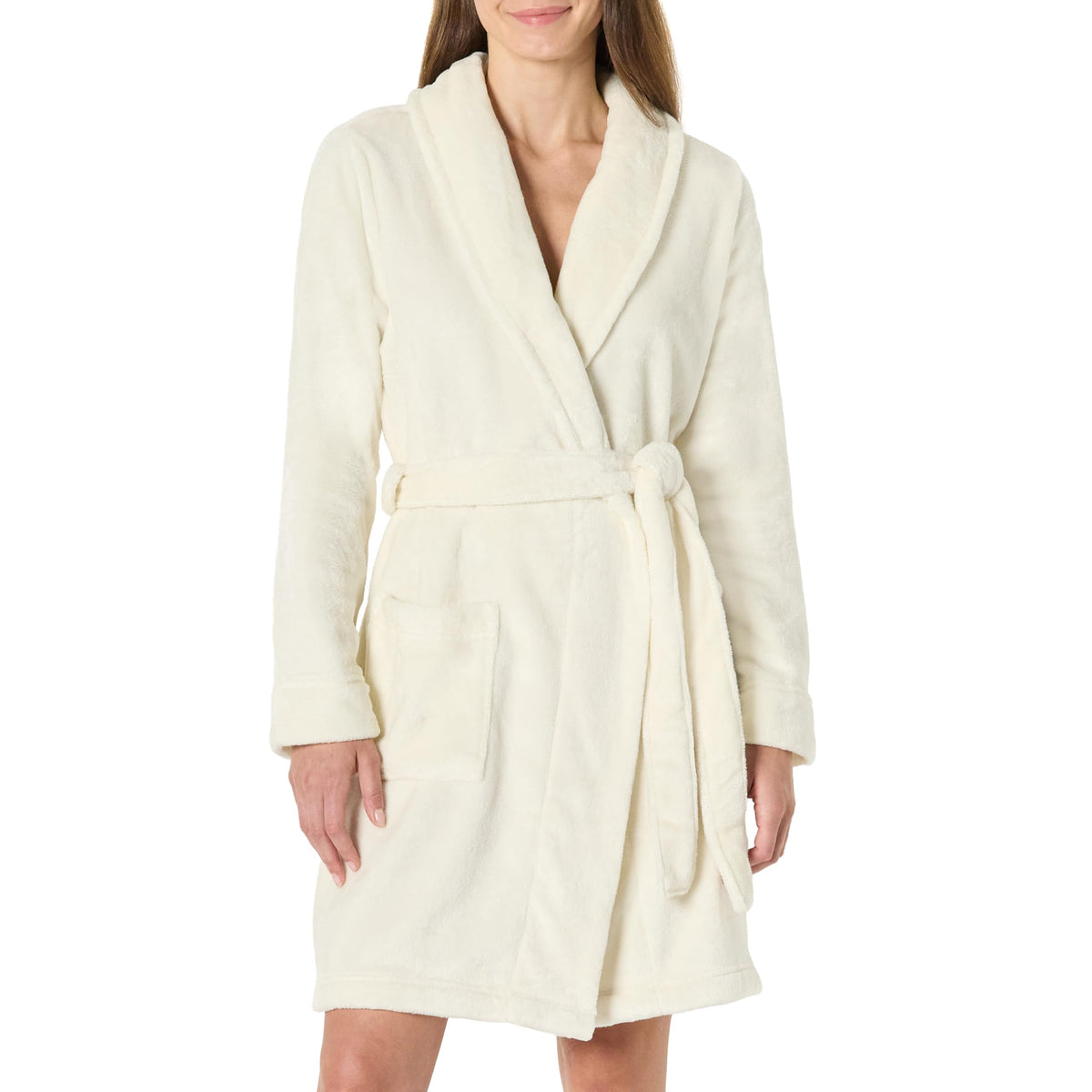 Amazon Essentials Women's Mid-Length Plush Bath Robe, Loungewear (Available in Plus Size)