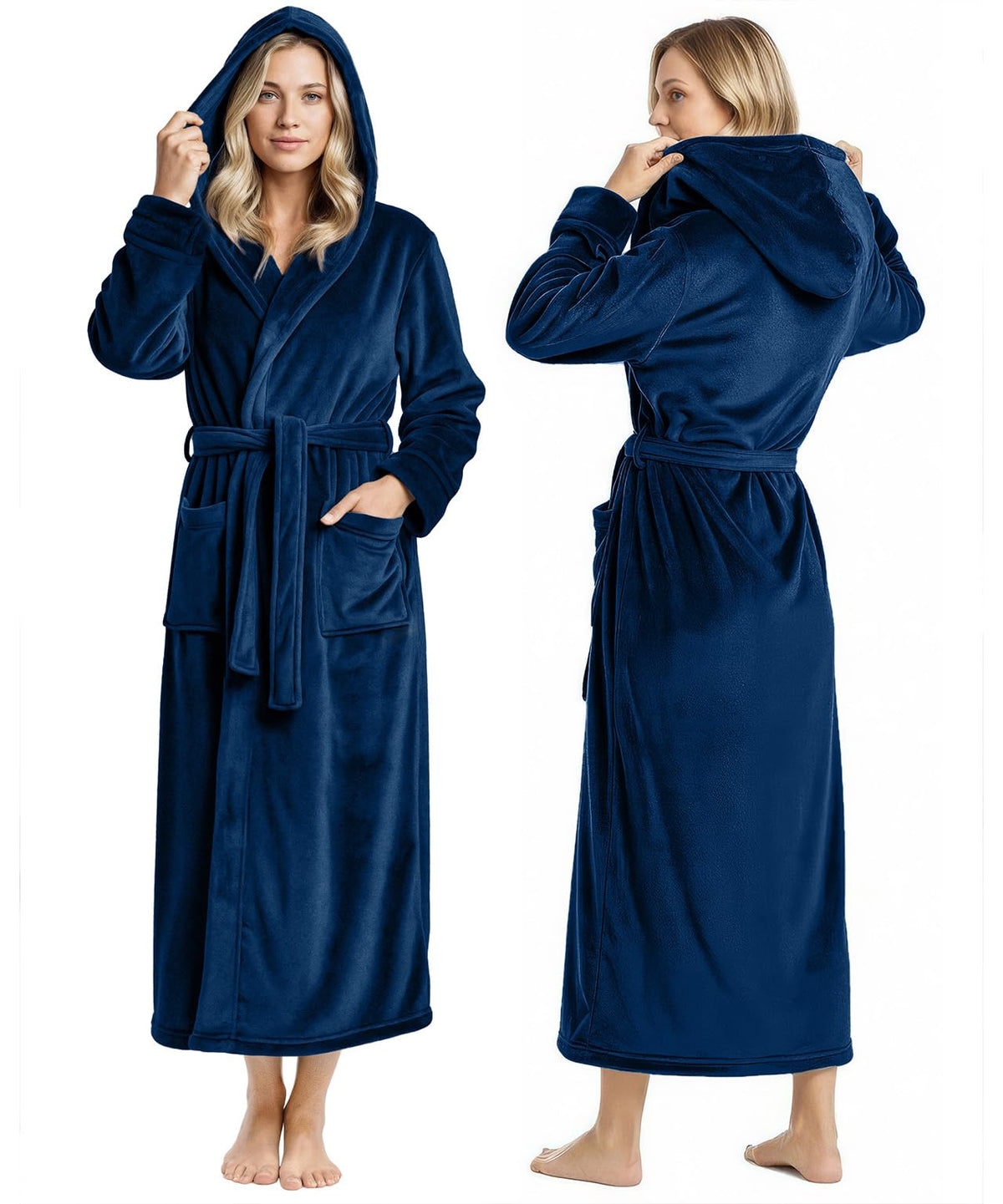 Premium Ultra Soft Robes for Women with Hood Plush Fleece Long Bathrobe