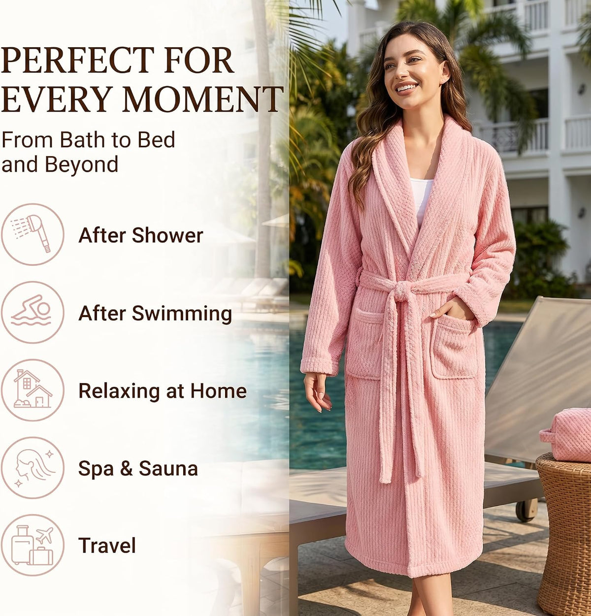 PJGGZ Women's Shawl Collar Bathrobe, Soft Long Towel Robes for Women - Super Absorbent Quick Dry yet Warm