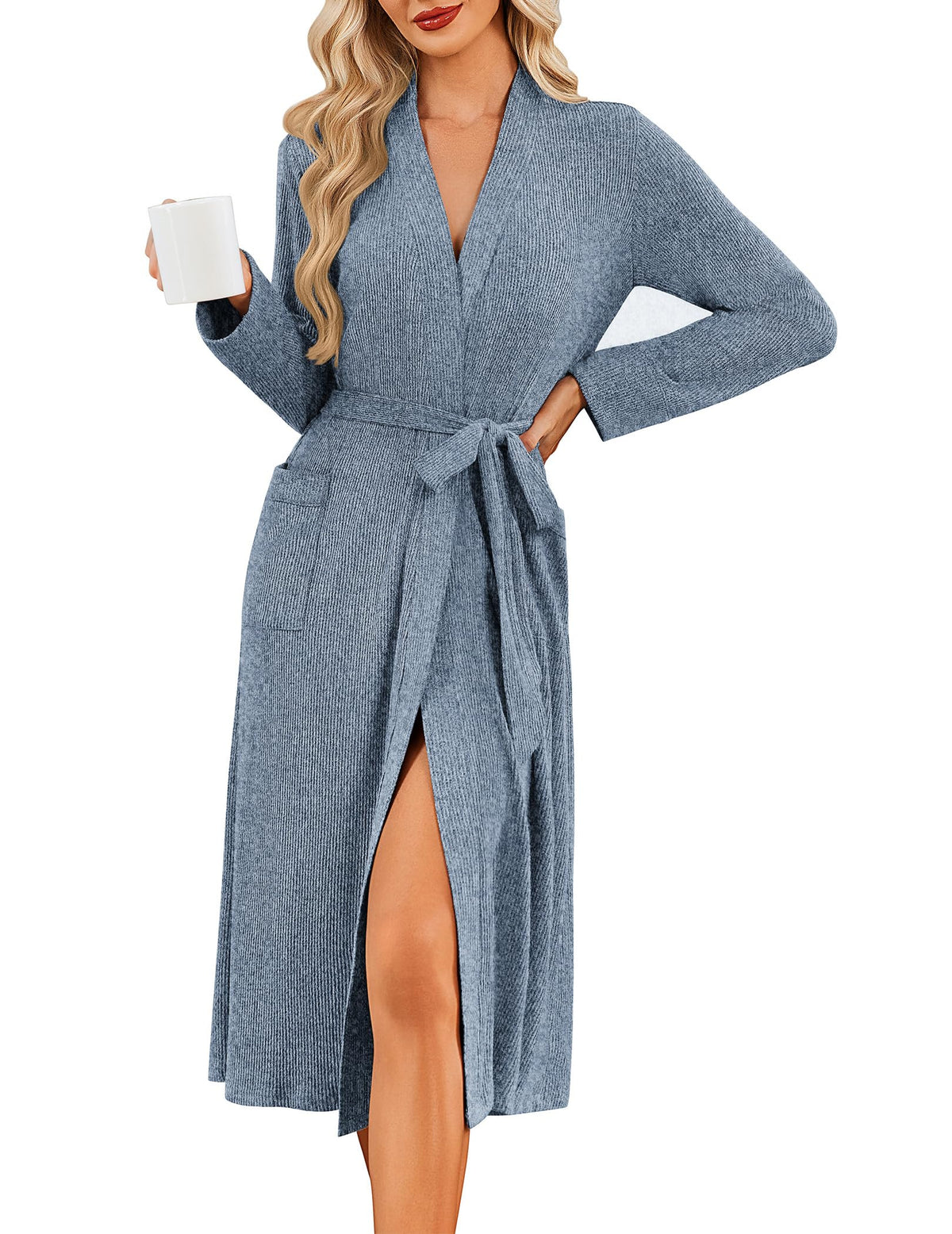 Ekouaer Robe for Women Long Knit Kimono Bathrobe Soft Lightweight Sleepwear