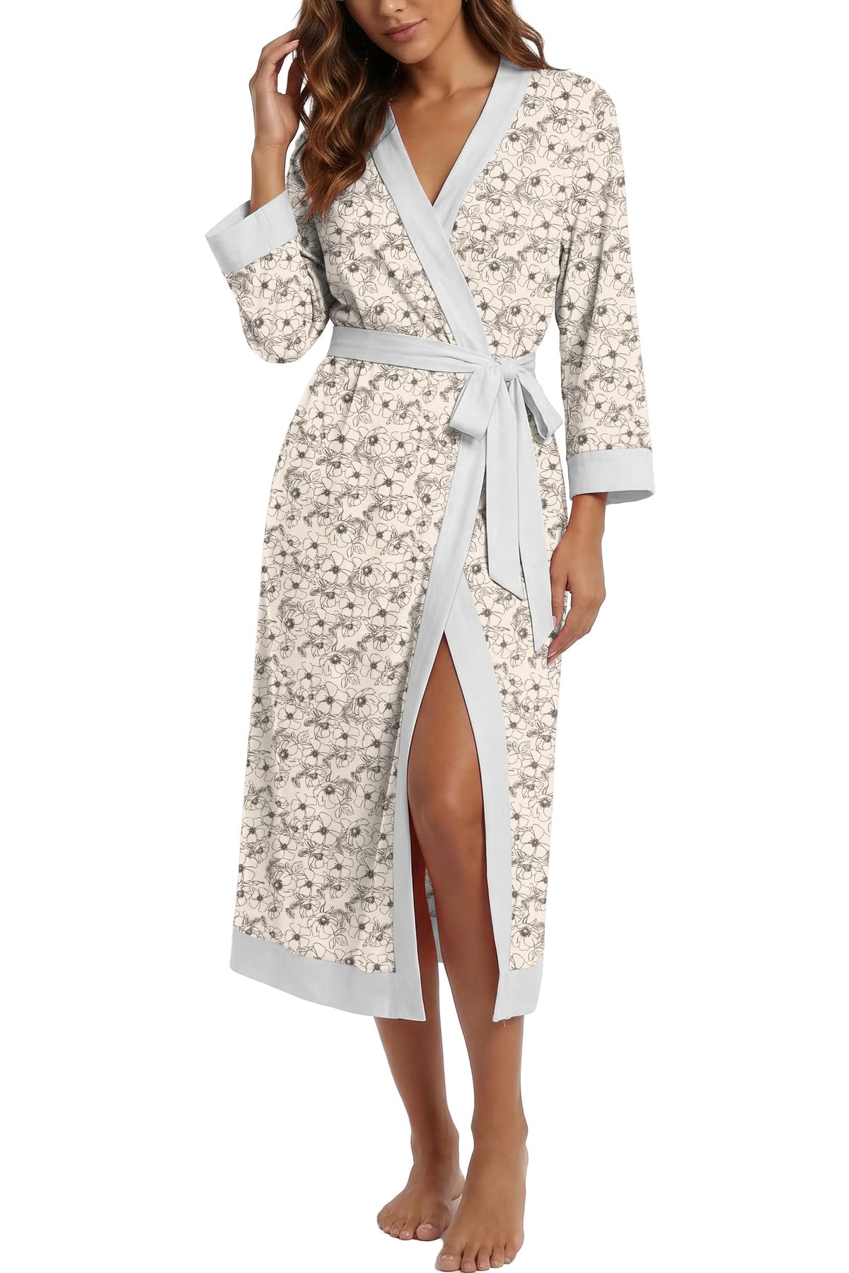 PrinStory Robes for Women Long Soft Robe Lightweight Bathrobe S-2XL