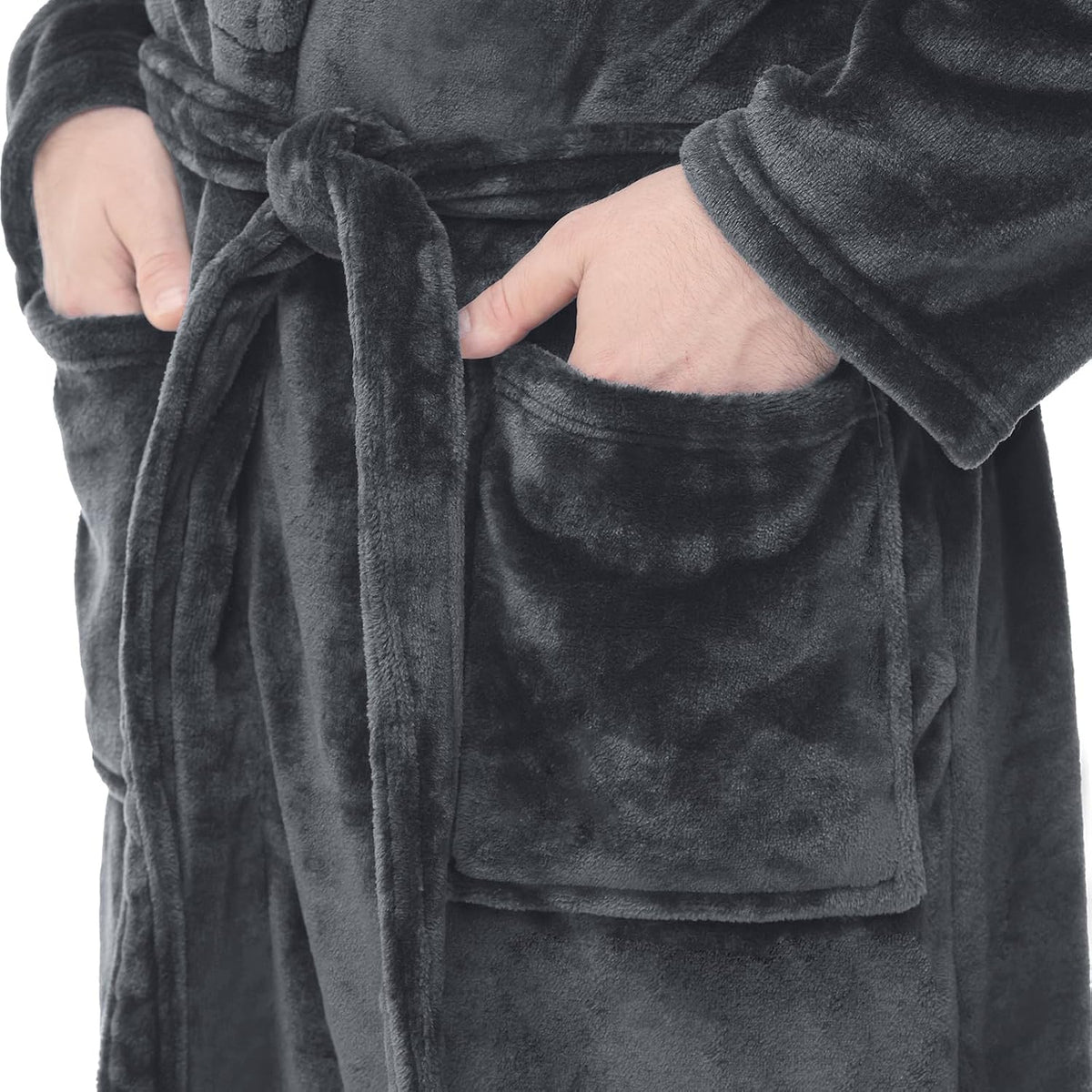 Yurhap Mens Fleece Robe, Soft Plush Robe for Men, Fluffy Bathrobe with Belt