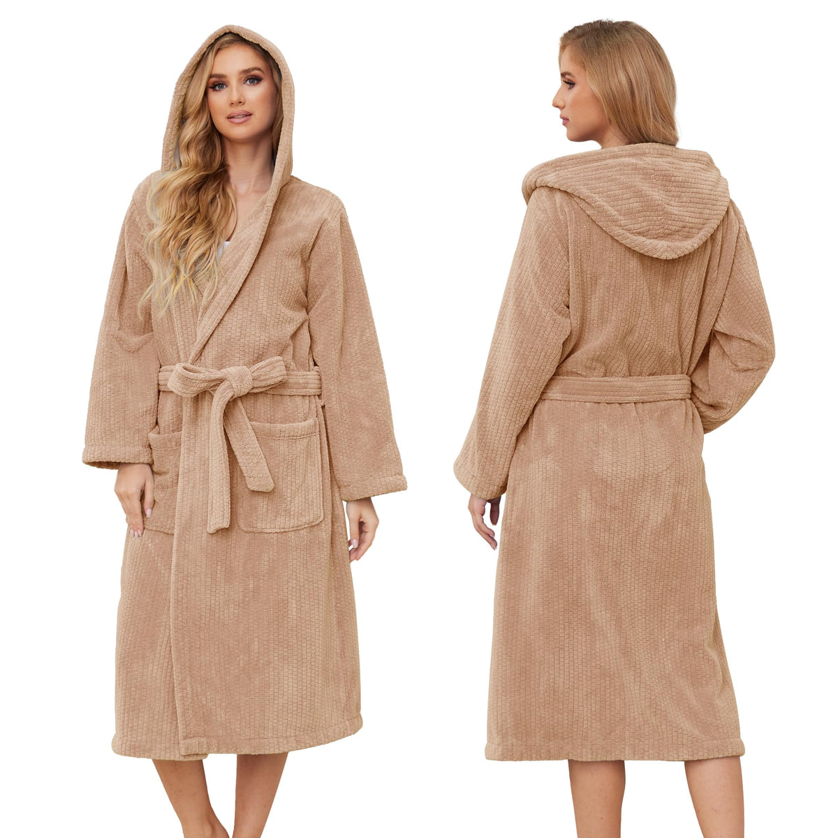 PJGGZ Hooded Bathrobes for Women, Soft Long Towel Robes for Women - Quick Dry yet Warm