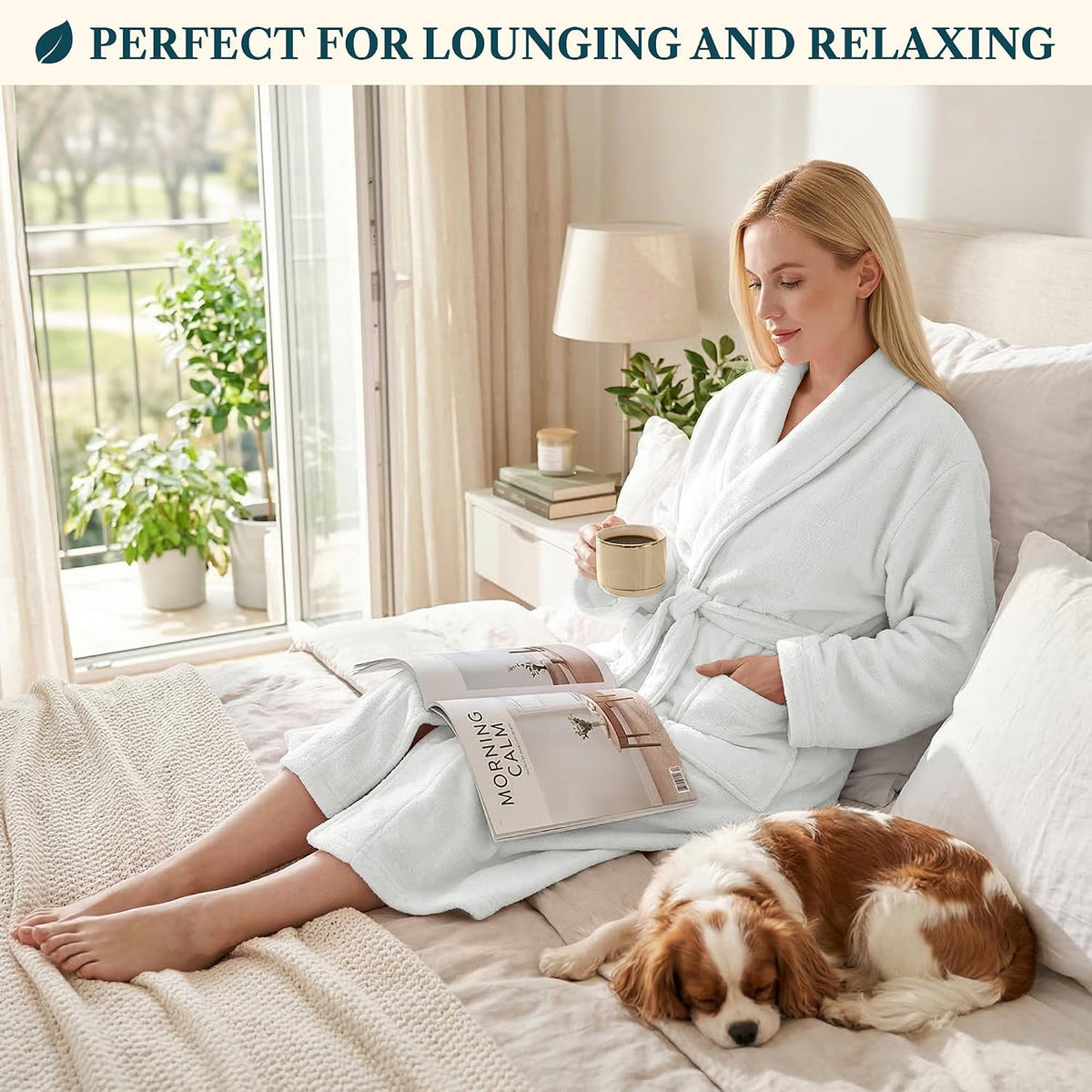 PAVILIA Womens Robe Fleece Plush Soft, Fluffy Fuzzy Cozy Warm Bathrobe