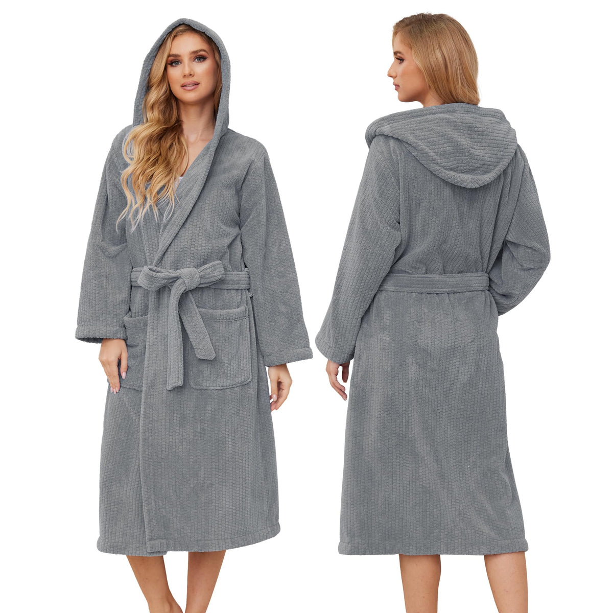 PJGGZ Hooded Bathrobes for Women, Soft Long Towel Robes for Women - Quick Dry yet Warm