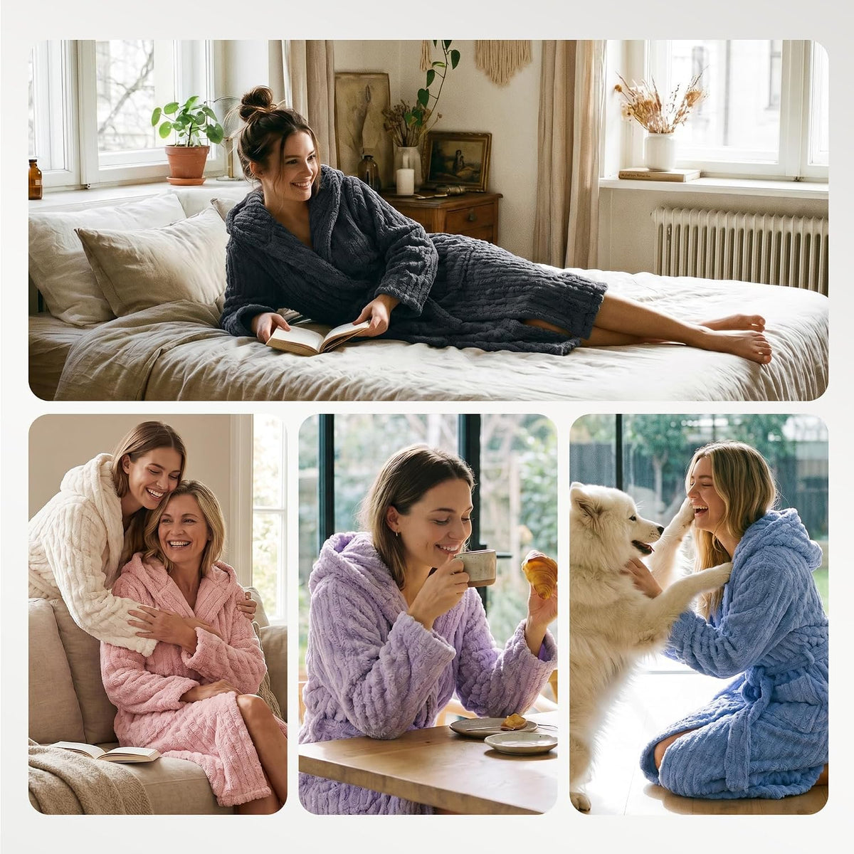HEARTNICE Women Fuzzy Soft Long Hooded Warm Robes