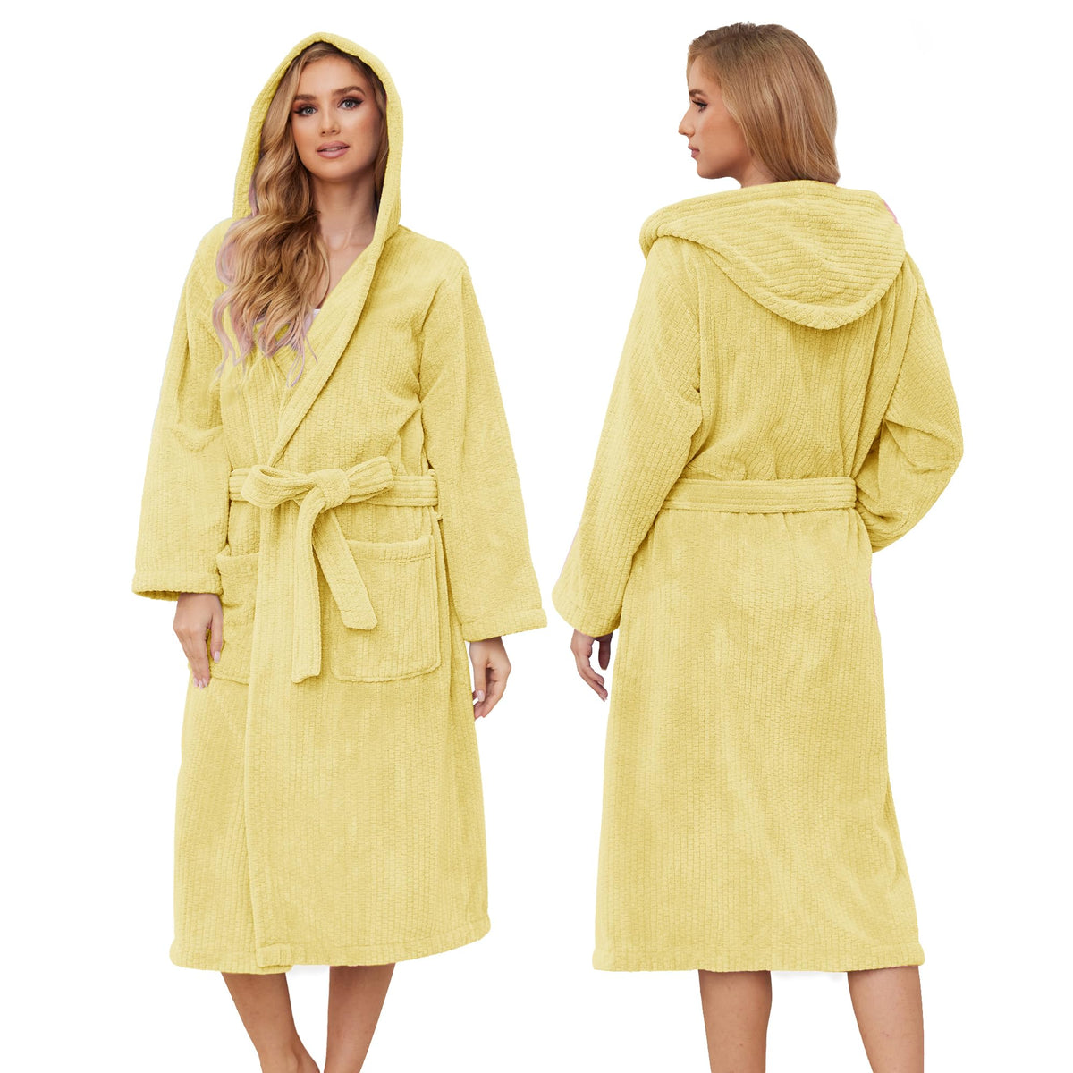 PJGGZ Hooded Bathrobes for Women, Soft Long Towel Robes for Women - Quick Dry yet Warm