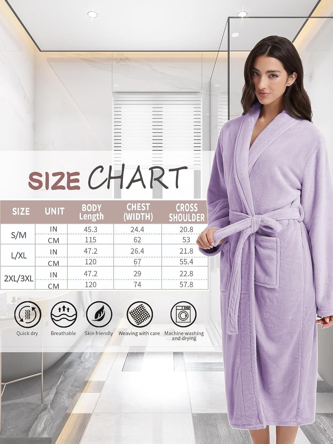 Plush Bath Robes For Women After Shower,Soft Long Towel Robe,Quick Dry&Warm Womens Bathrobe