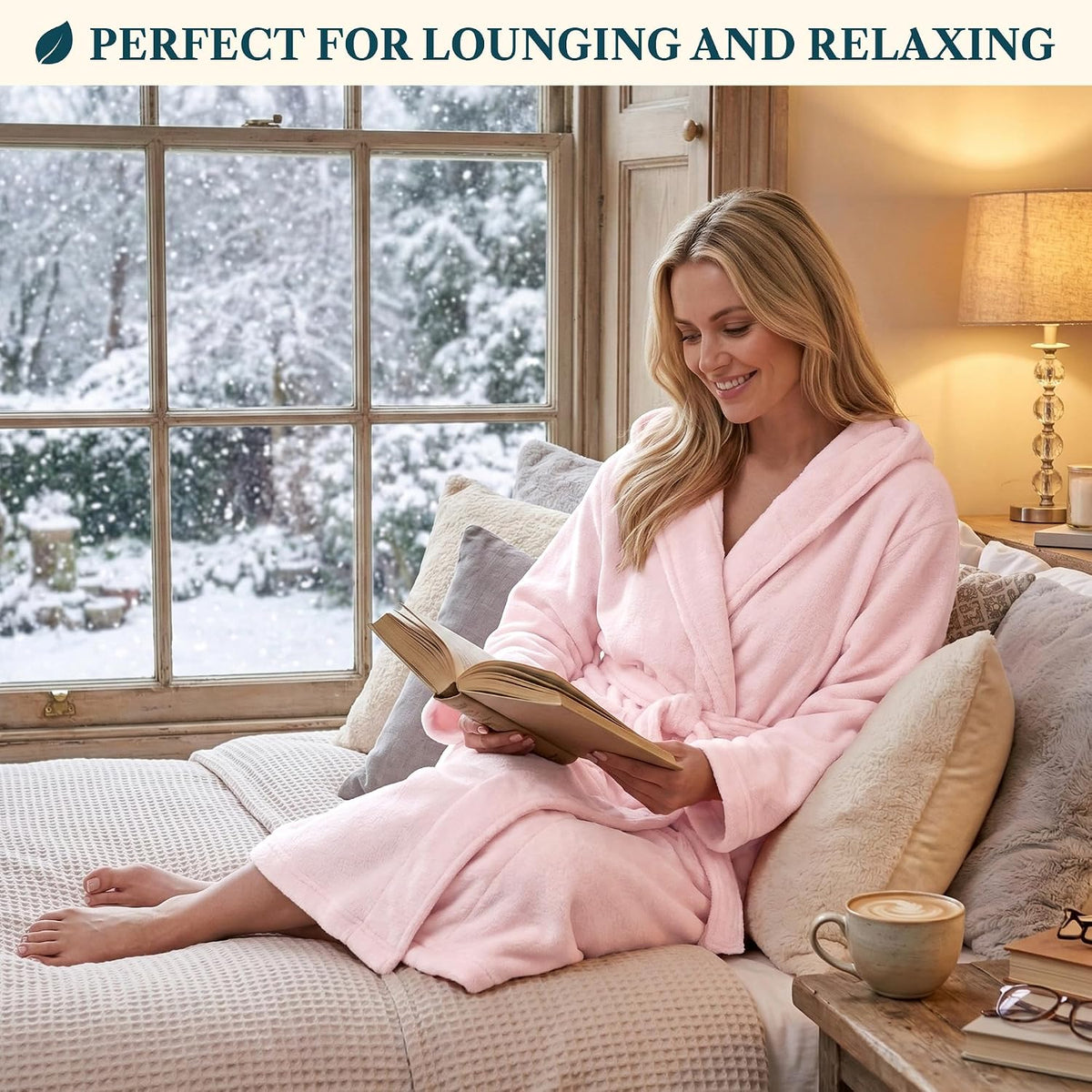 PAVILIA Womens Hooded Fleece Robe, Soft Plush Long Bathrobe with Hood