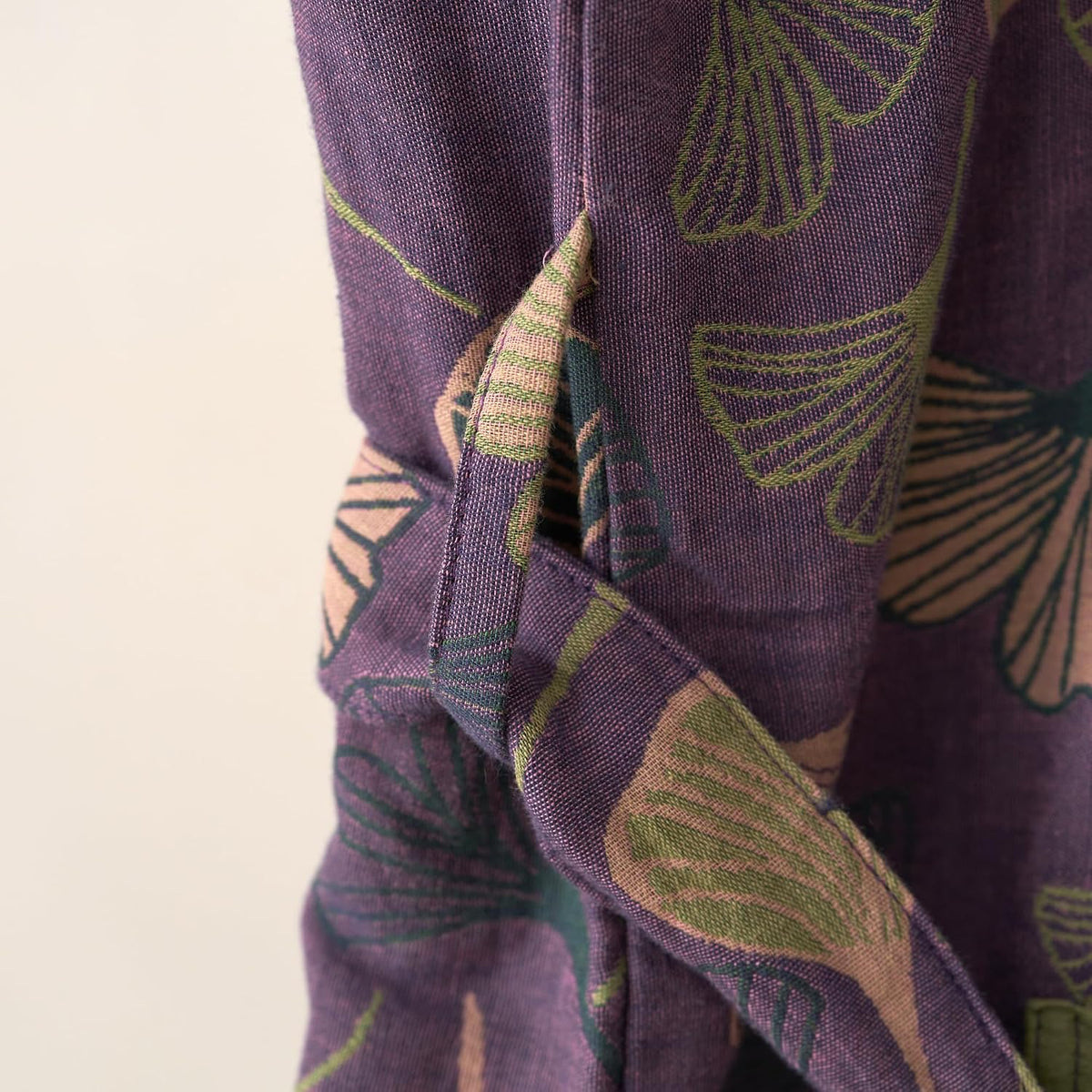 100% Cotton Gauze Ginkgo Leaf Kimono Robe, Long Knit Loose Loungewear Bathrobe Nightgown Ladies Sleepwear for Women