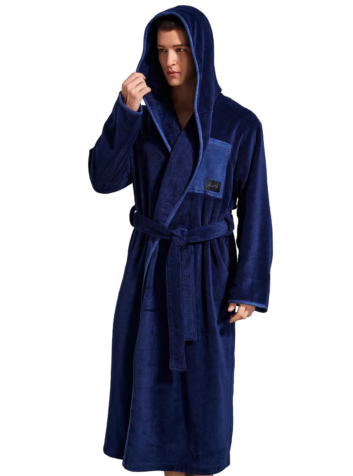 SlumberMee Mens Hooded Robe Heavyweight Plush Fleece Full Length Bathrobe