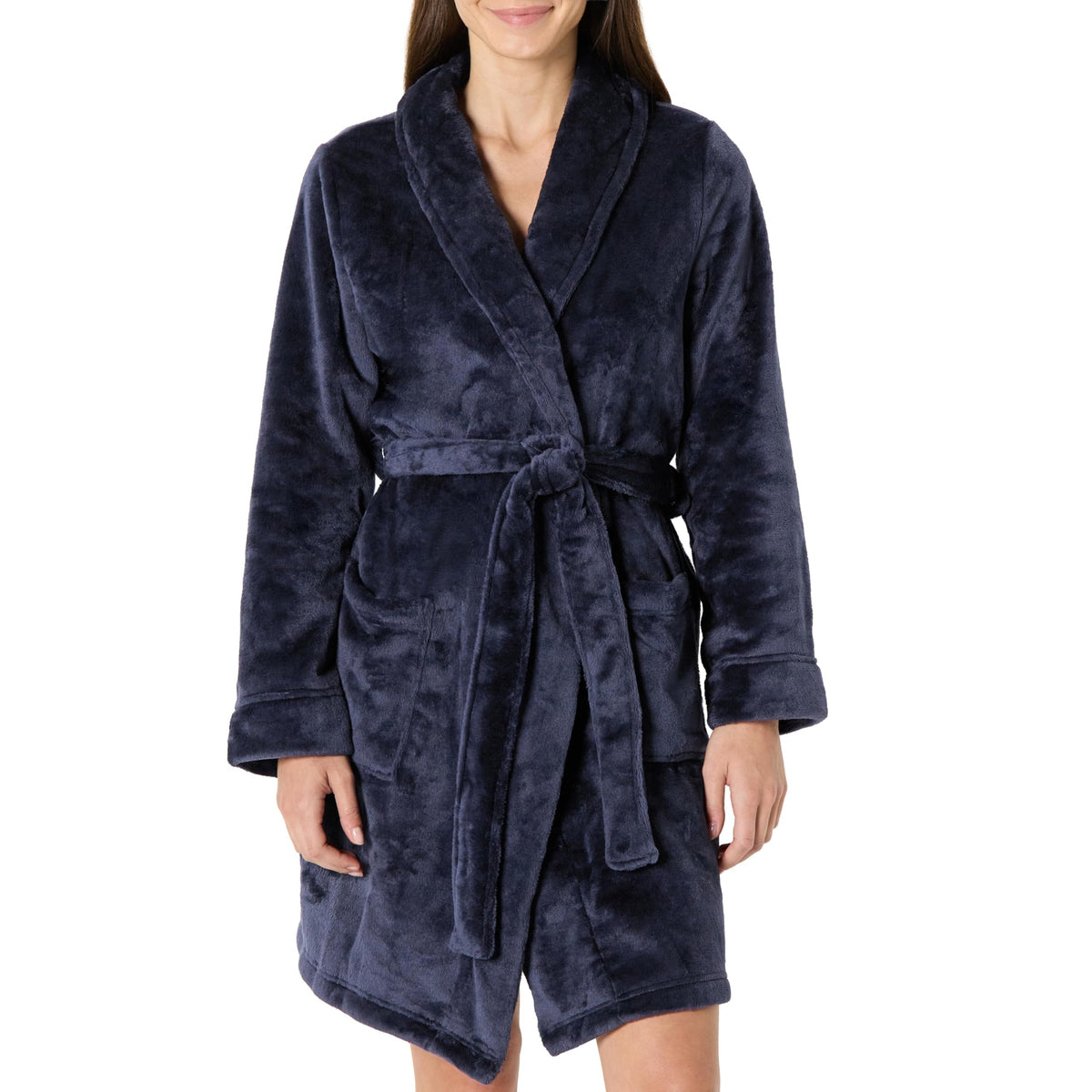 Amazon Essentials Women's Mid-Length Plush Bath Robe, Loungewear (Available in Plus Size)