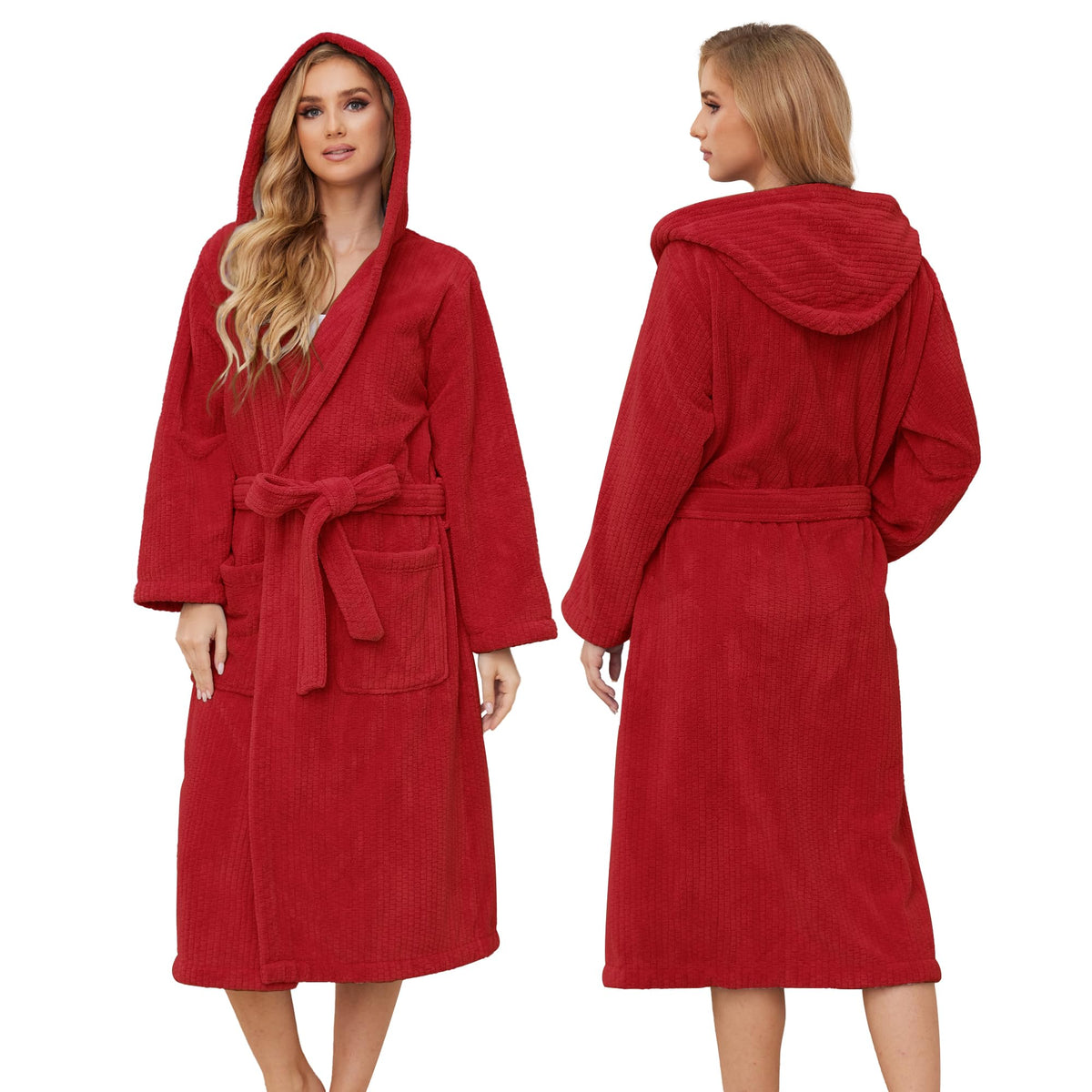 PJGGZ Hooded Bathrobes for Women, Soft Long Towel Robes for Women - Quick Dry yet Warm
