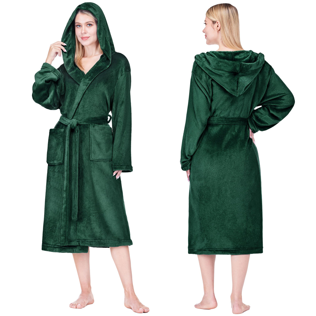 PAVILIA Womens Hooded Fleece Robe, Soft Plush Long Bathrobe with Hood