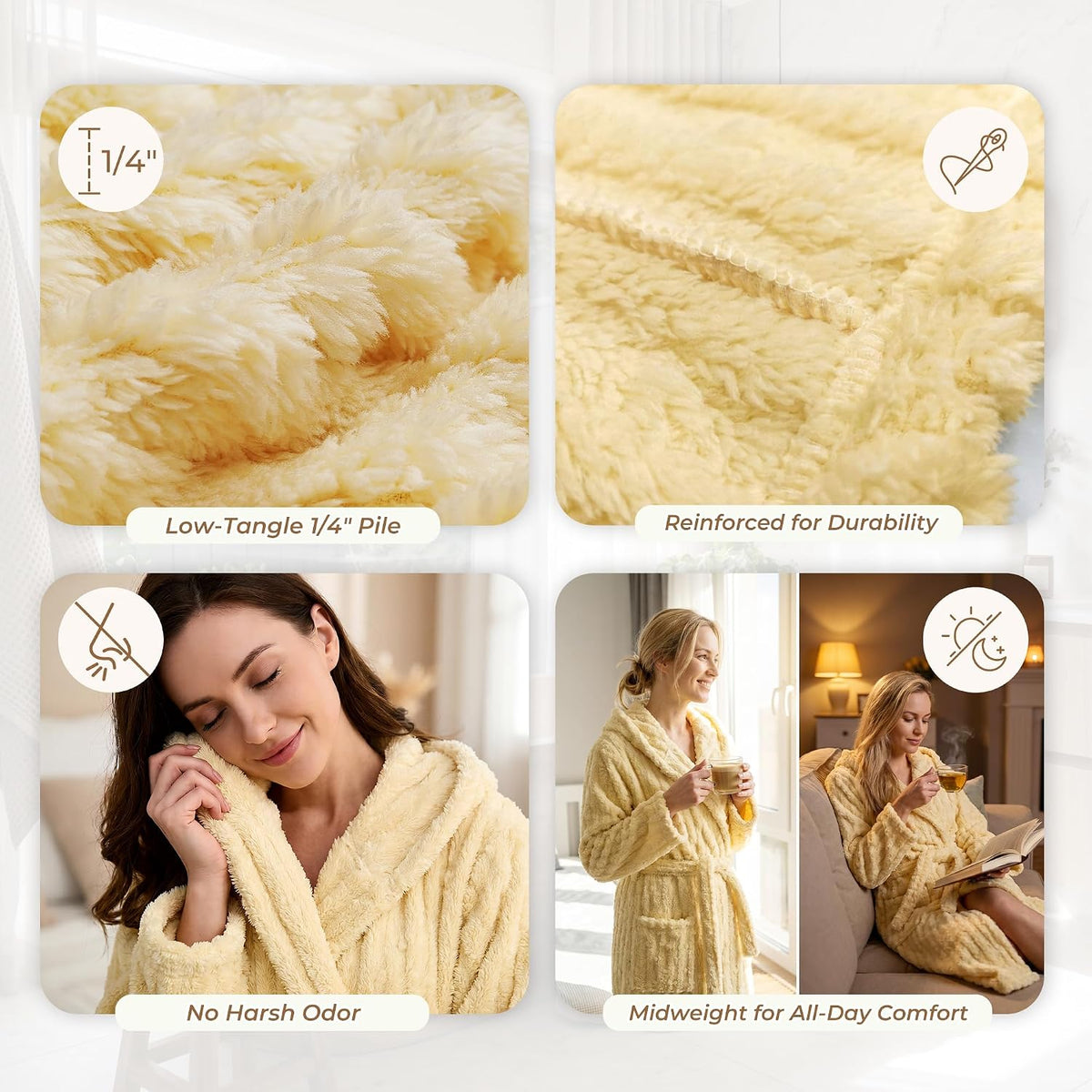 HEARTNICE Women Fuzzy Soft Long Hooded Warm Robes