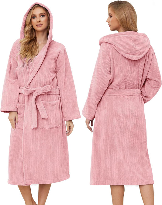 PJGGZ Hooded Bathrobes for Women, Soft Long Towel Robes for Women - Quick Dry yet Warm